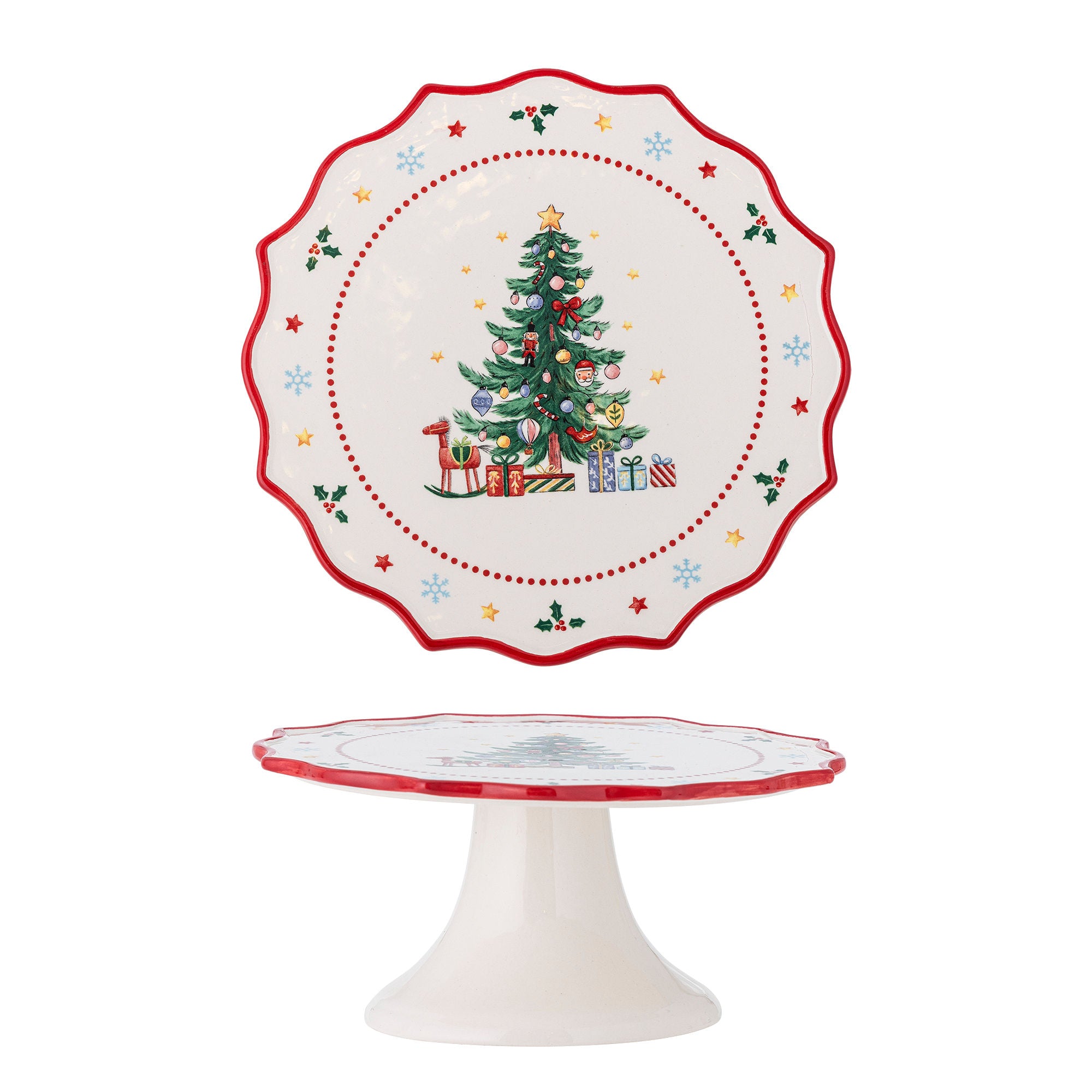 Bloomingville Naive Cake Dish, Rot, Keramik