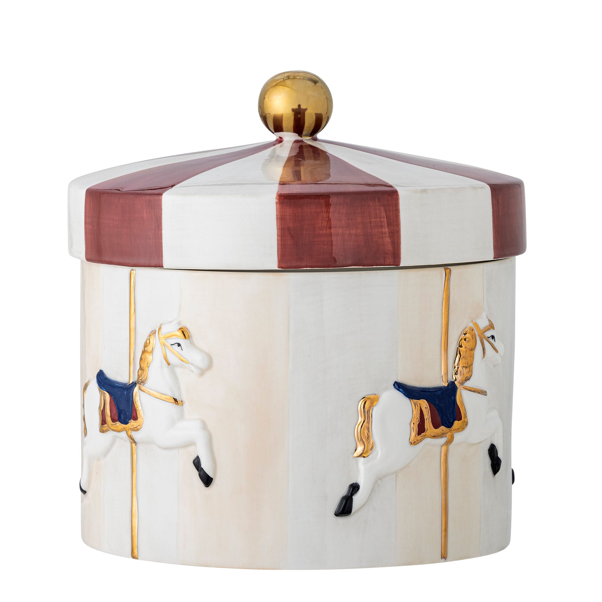 Bloomingville Merry-Go-Round-Glas mit Deckel, Rot, Steinzeug