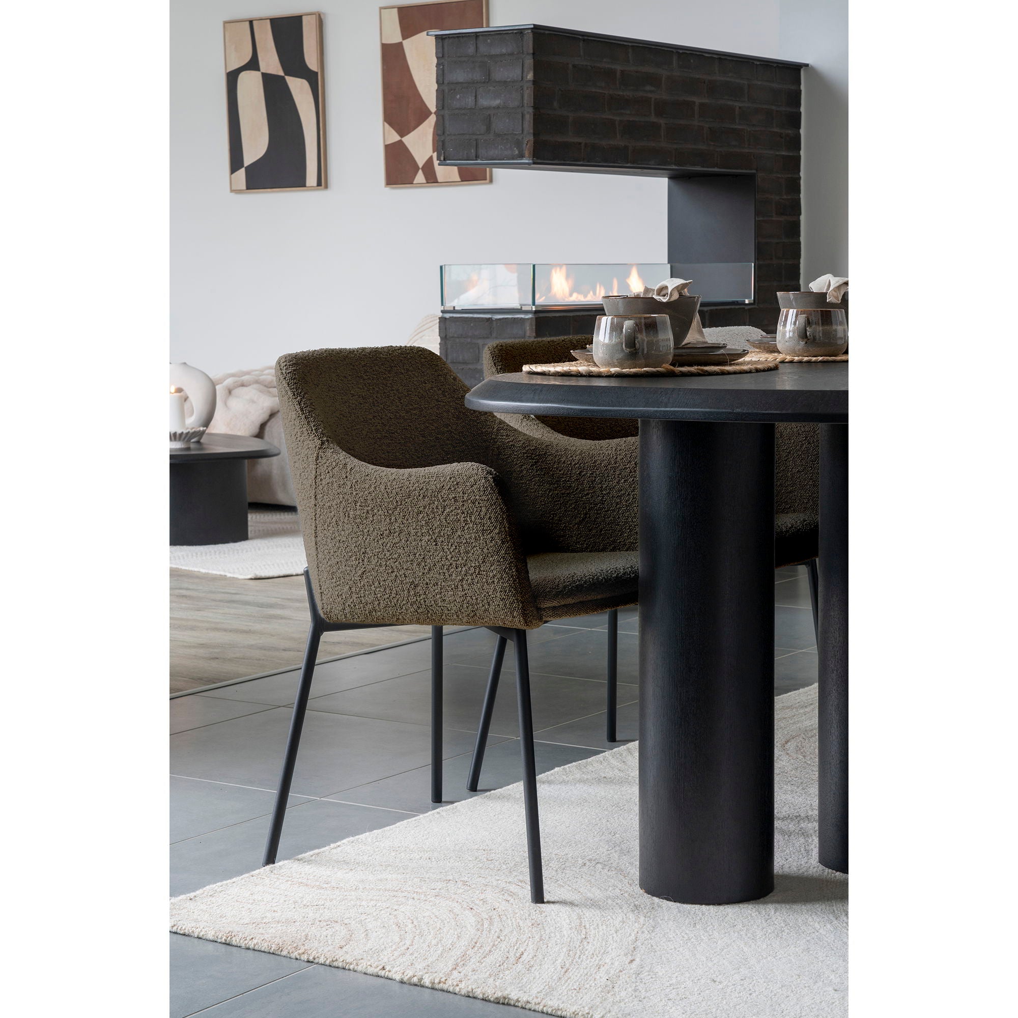 Melilla Esstischstuhl - Esstischstuhl, Bouclé, Brown, Black Ben HN1064