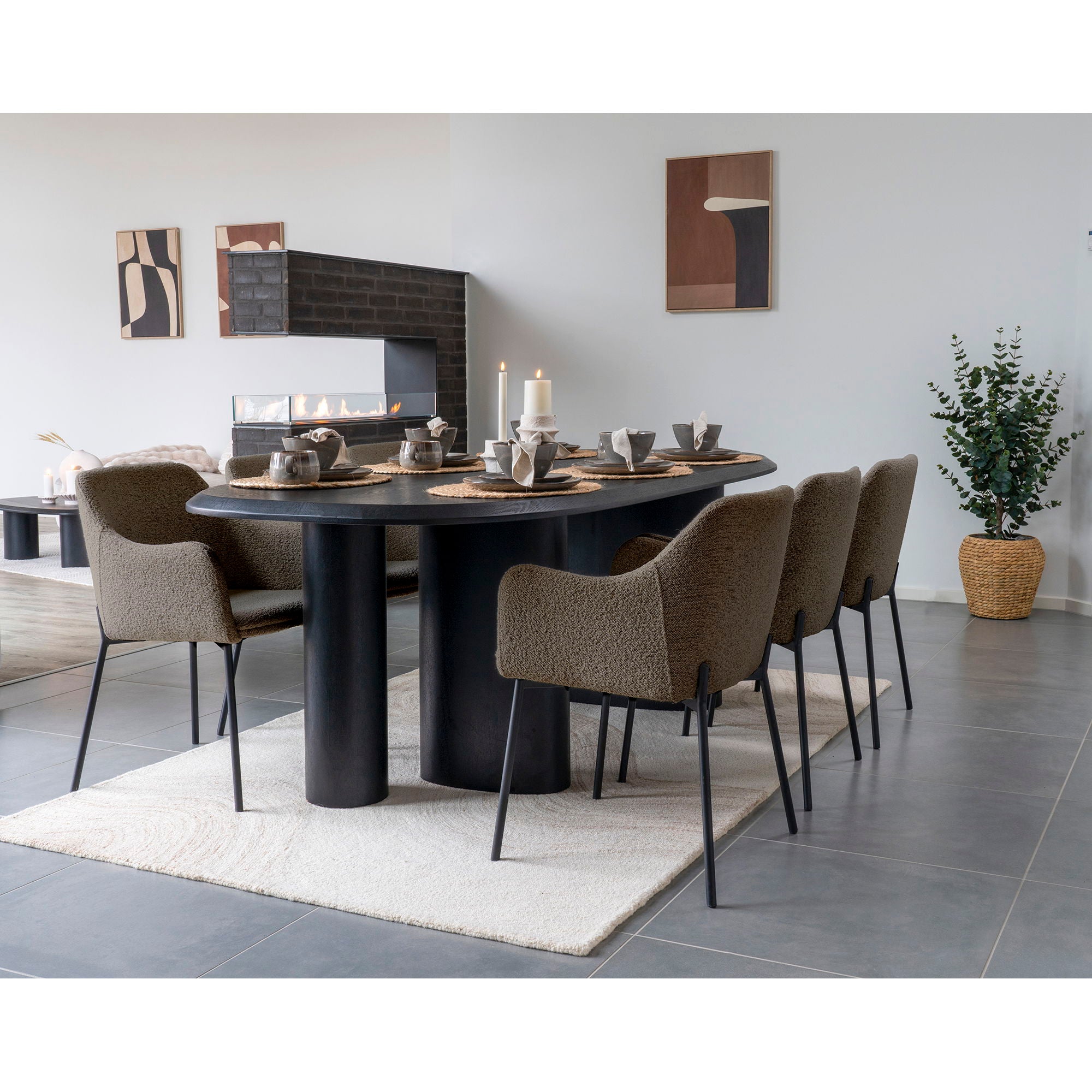 Melilla Esstischstuhl - Esstischstuhl, Bouclé, Brown, Black Ben HN1064