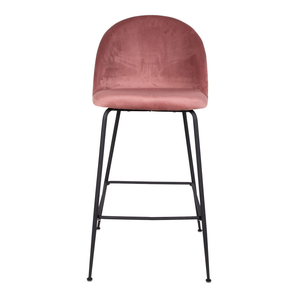 Lausanne Bare Chair - Barhocker in Velours, rosa mit schwarzen Beinen, HN1214
