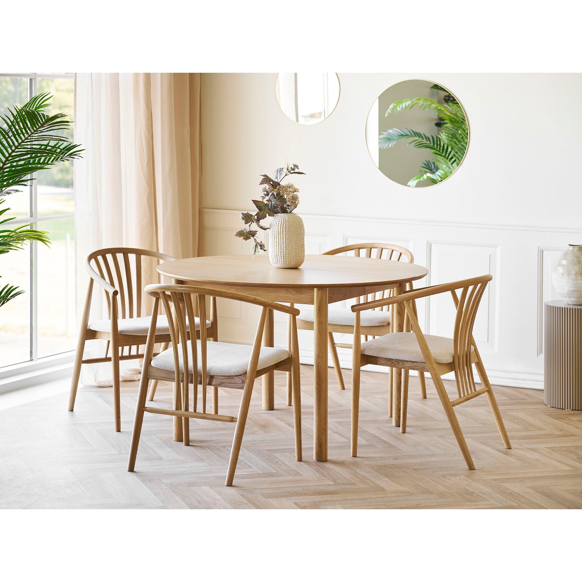 Agustin Esstischstuhl - Esstischstuhl, Eiche mit Stoffsitz, Natur/Sand HN1286