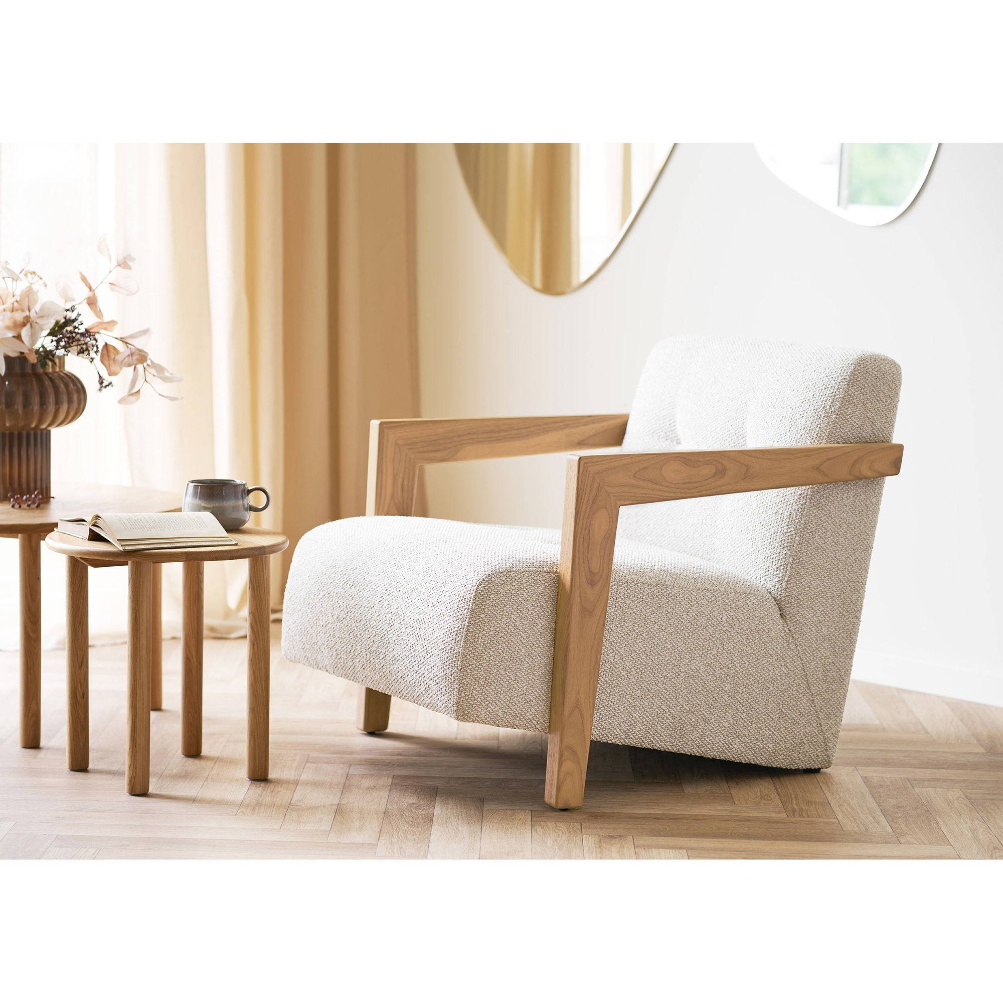 Caracas Lounge Stuhl - Lounge Stuhl mit Armlehnen, Eiche, Beige HN1321