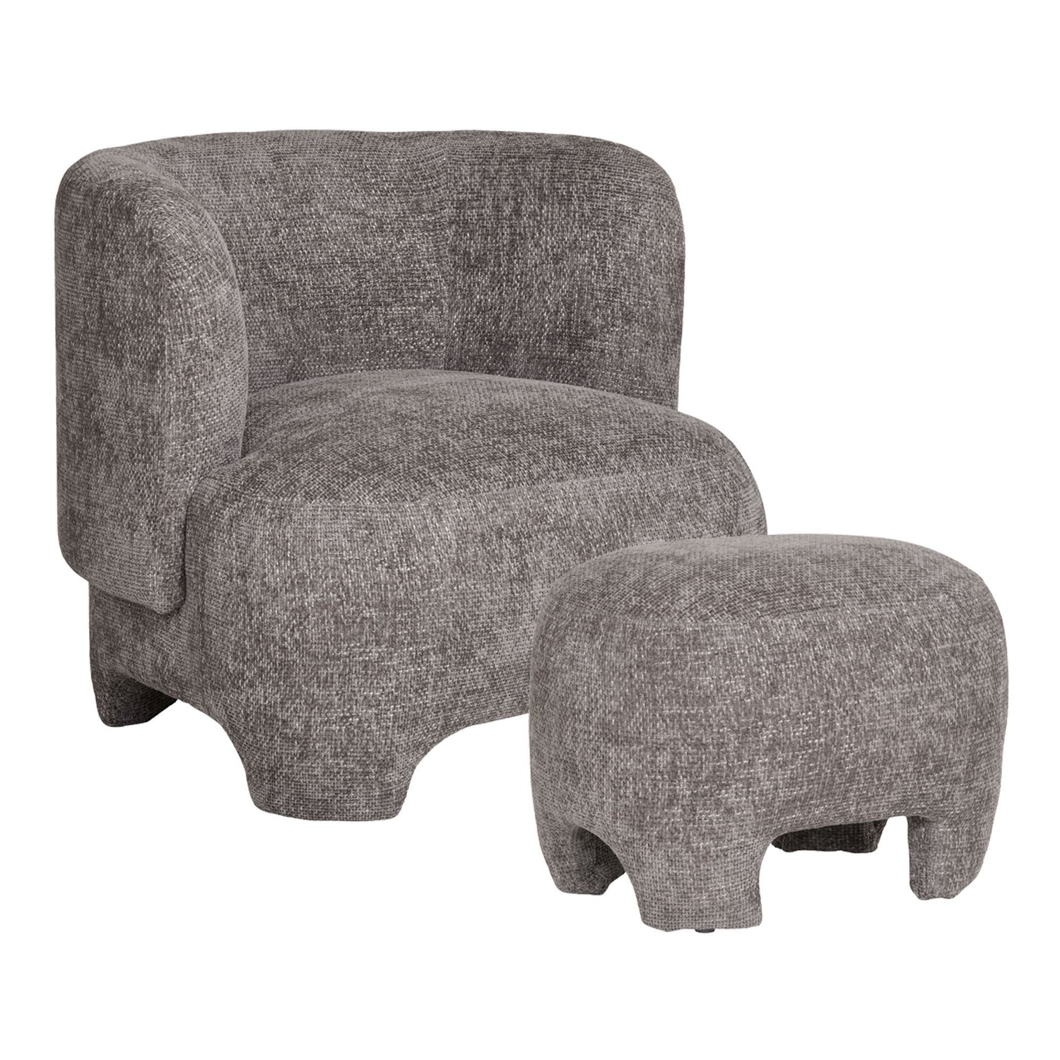 Nazare -Set - Lounge Stuhl und Puff, Grey, HN1280