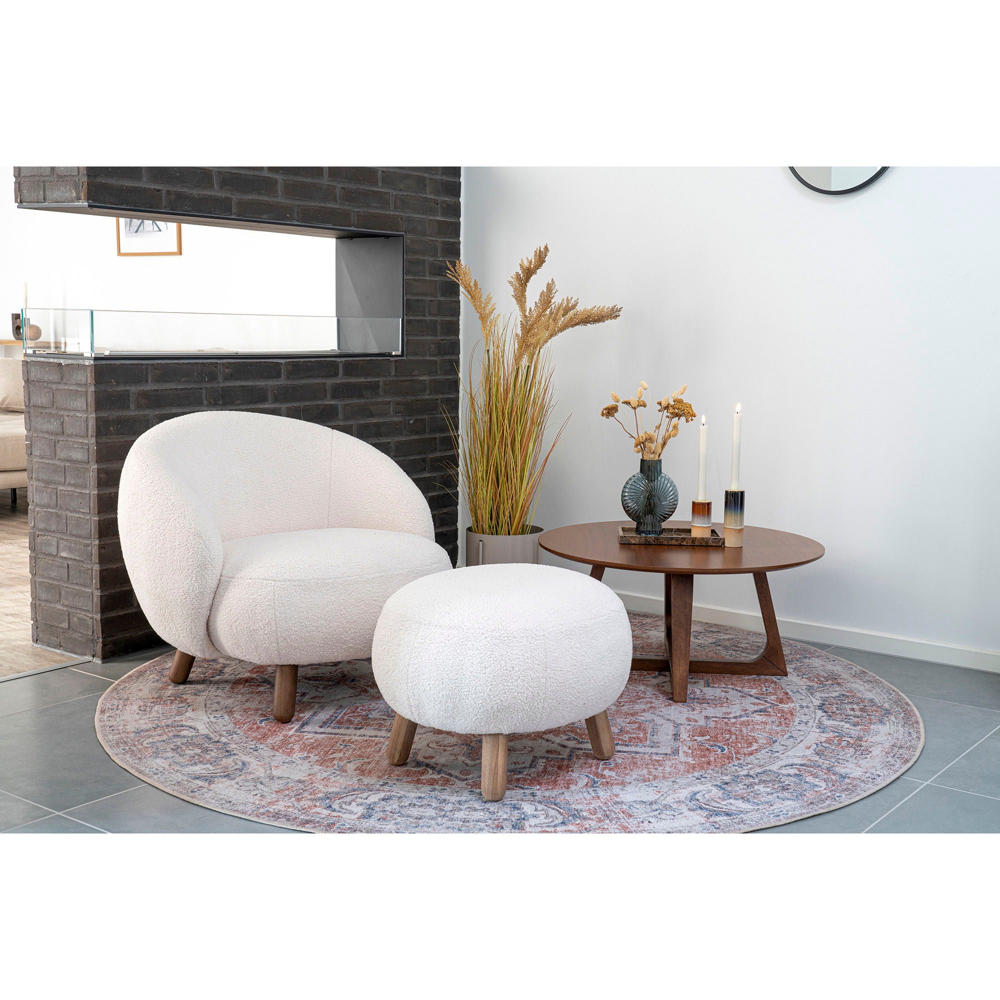 Savona Set - Lounge Stuhl und Puff, weiße HN1094