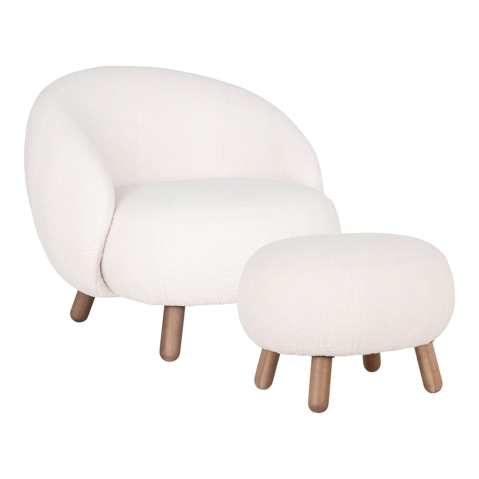 Savona Set - Lounge Stuhl und Puff, weiße HN1094