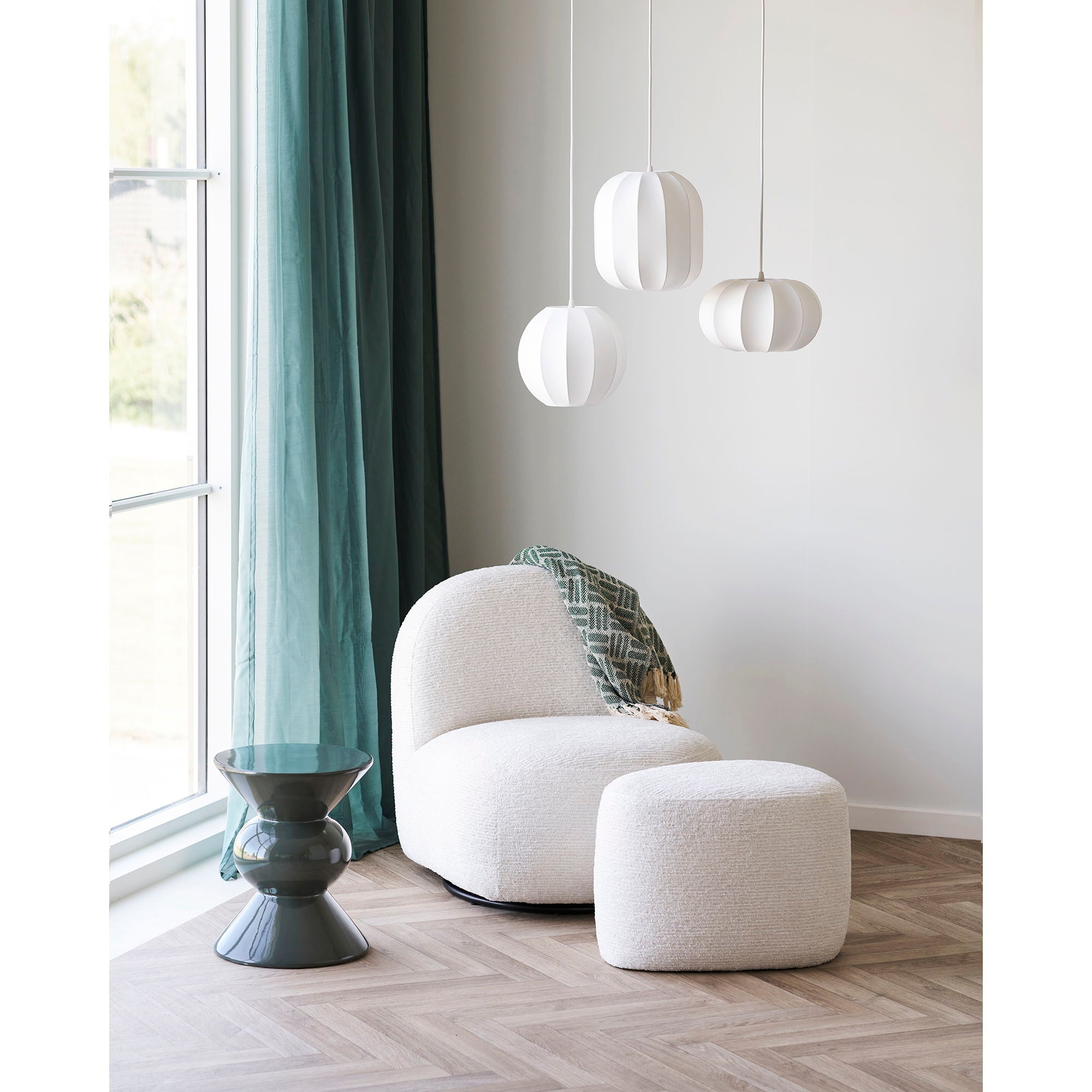 Milo Set - Lounge Stuhl und Puff, off -White HN1081