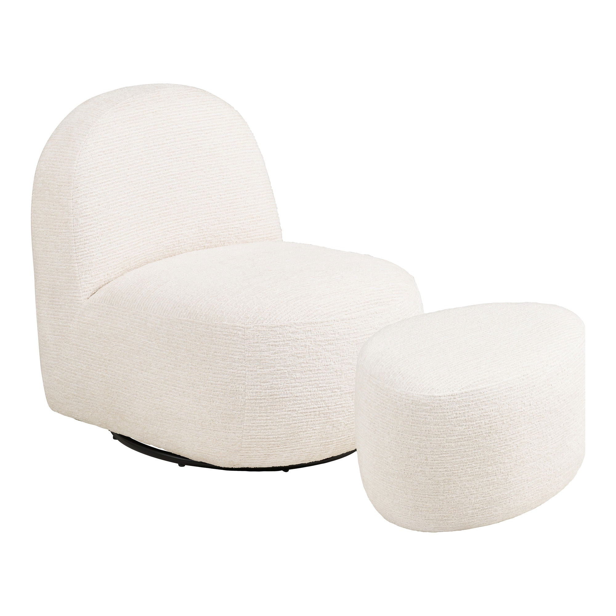 Milo Set - Lounge Stuhl und Puff, off -White HN1081