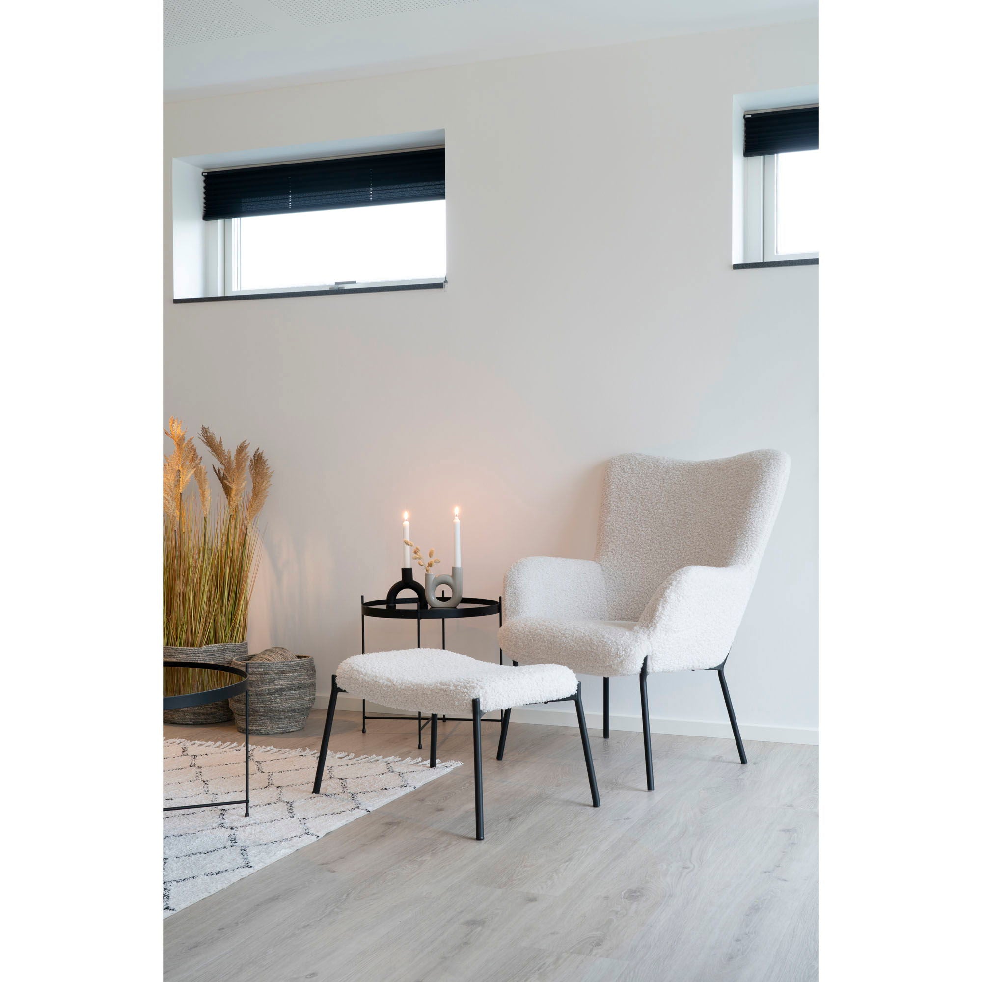 Glasgow Set - Lounge Stuhl und Footstool, weiße HN1090