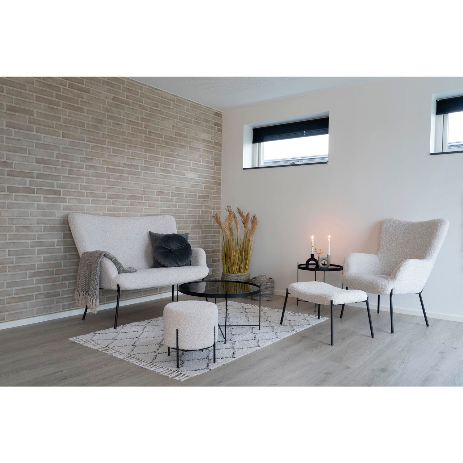 Glasgow Set - Lounge Stuhl und Footstool, weiße HN1090