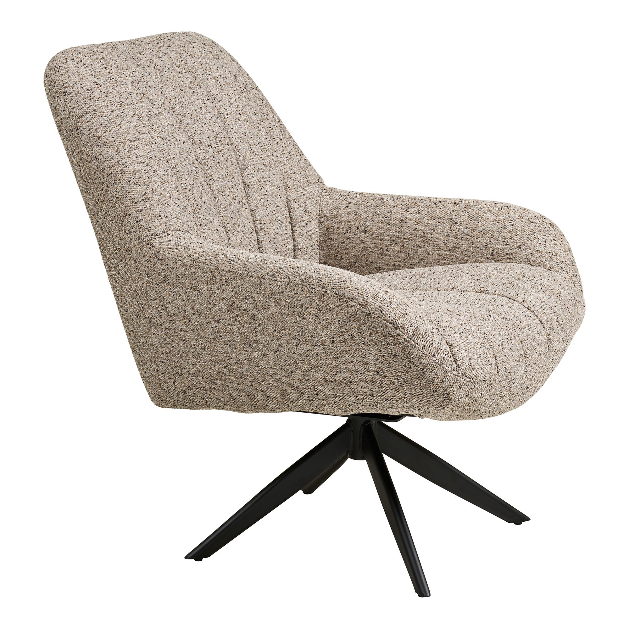 Grandola Lounge Stuhl - Lounge Stuhl mit Drehfuß, Grau, schwarze Beine HN1086
