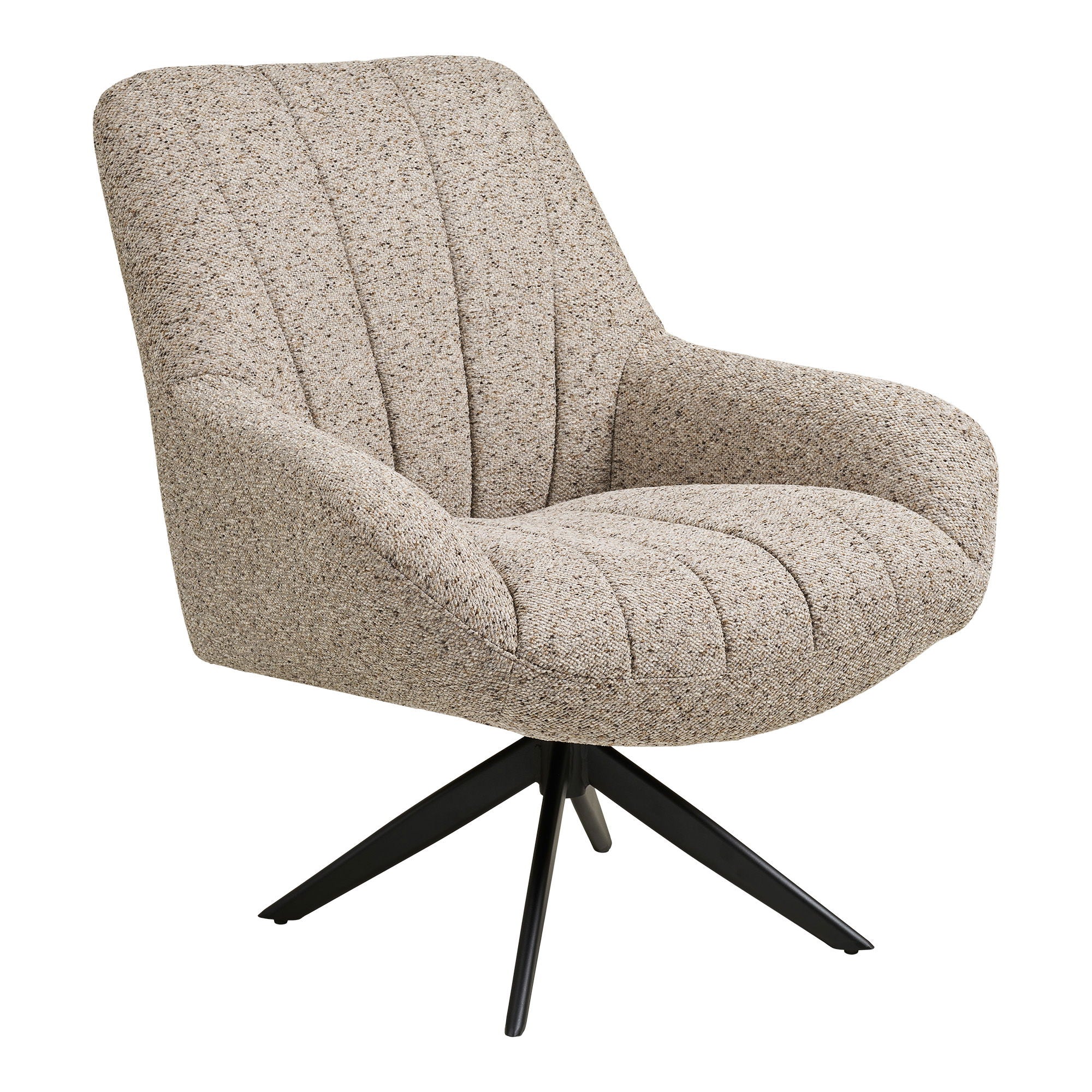 Grandola Lounge Stuhl - Lounge Stuhl mit Drehfuß, Grau, schwarze Beine HN1086