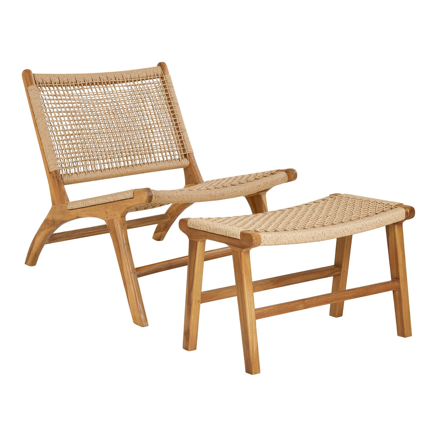 Derby -Set - Lounge Stuhl und Stuhl, Teaks/Pe Rattan, Nature