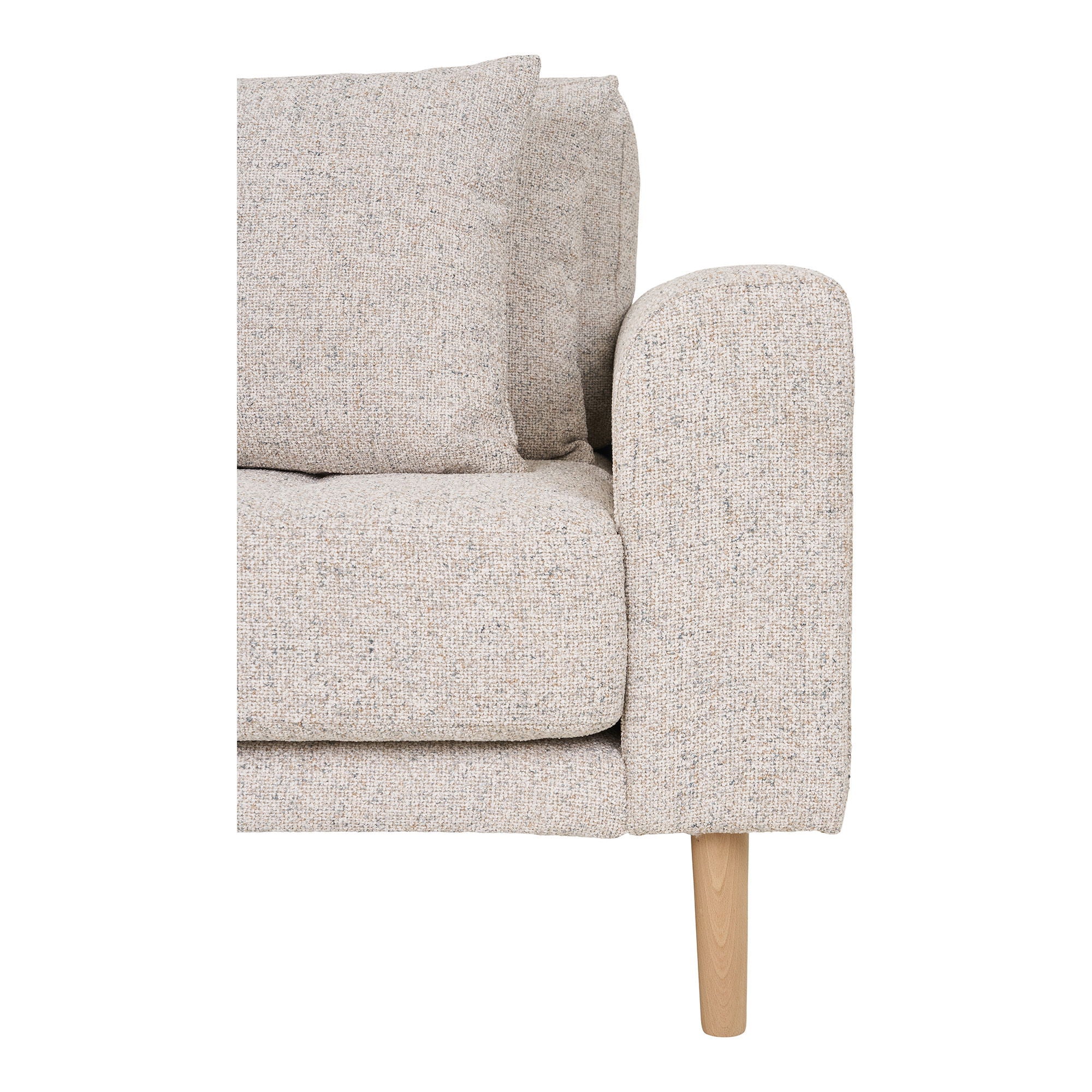 Lido Lounge Sofa - Lounge -Sofa, in der beige Melette mit vier Kissen und Naturholzbeinen, HN1015, gelassen
