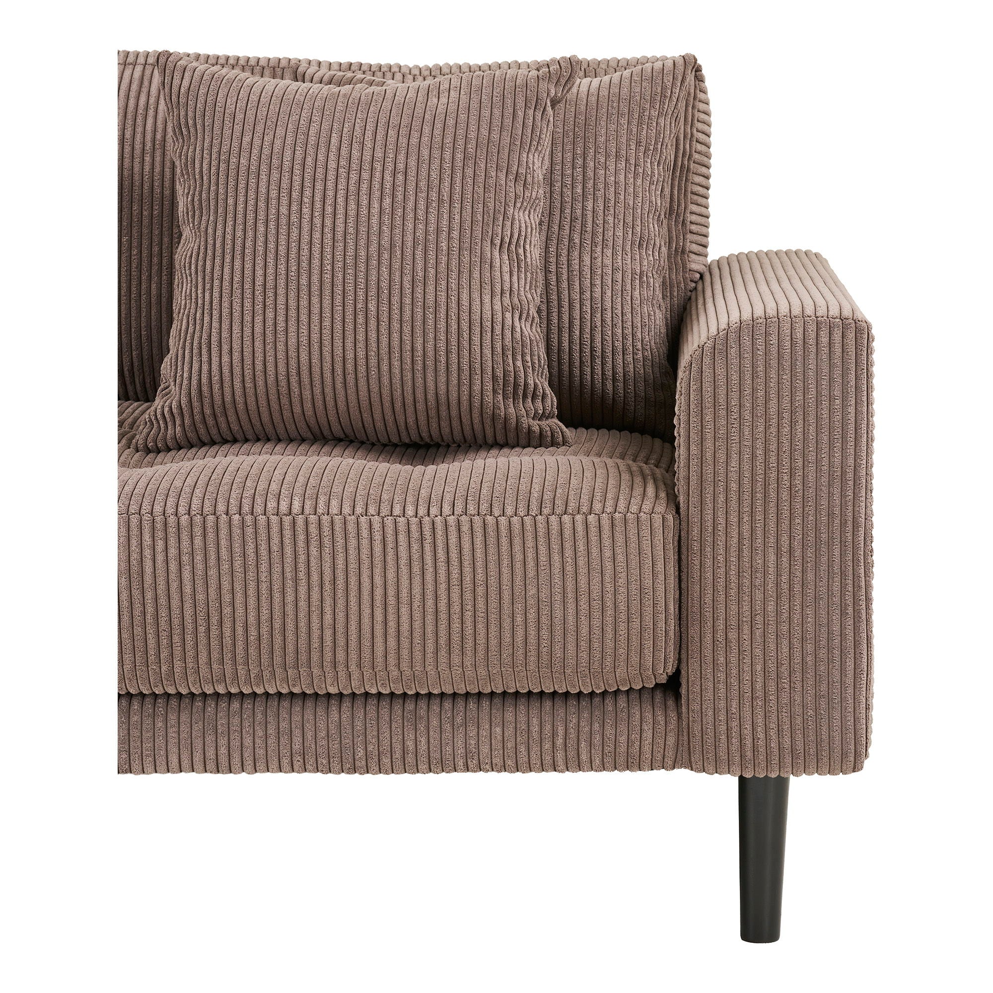 Lido Lounge Sofa - Lounge -Sofa, links in braunem Samt mit vier Kissen und schwarzen Holzbeinen HN1423