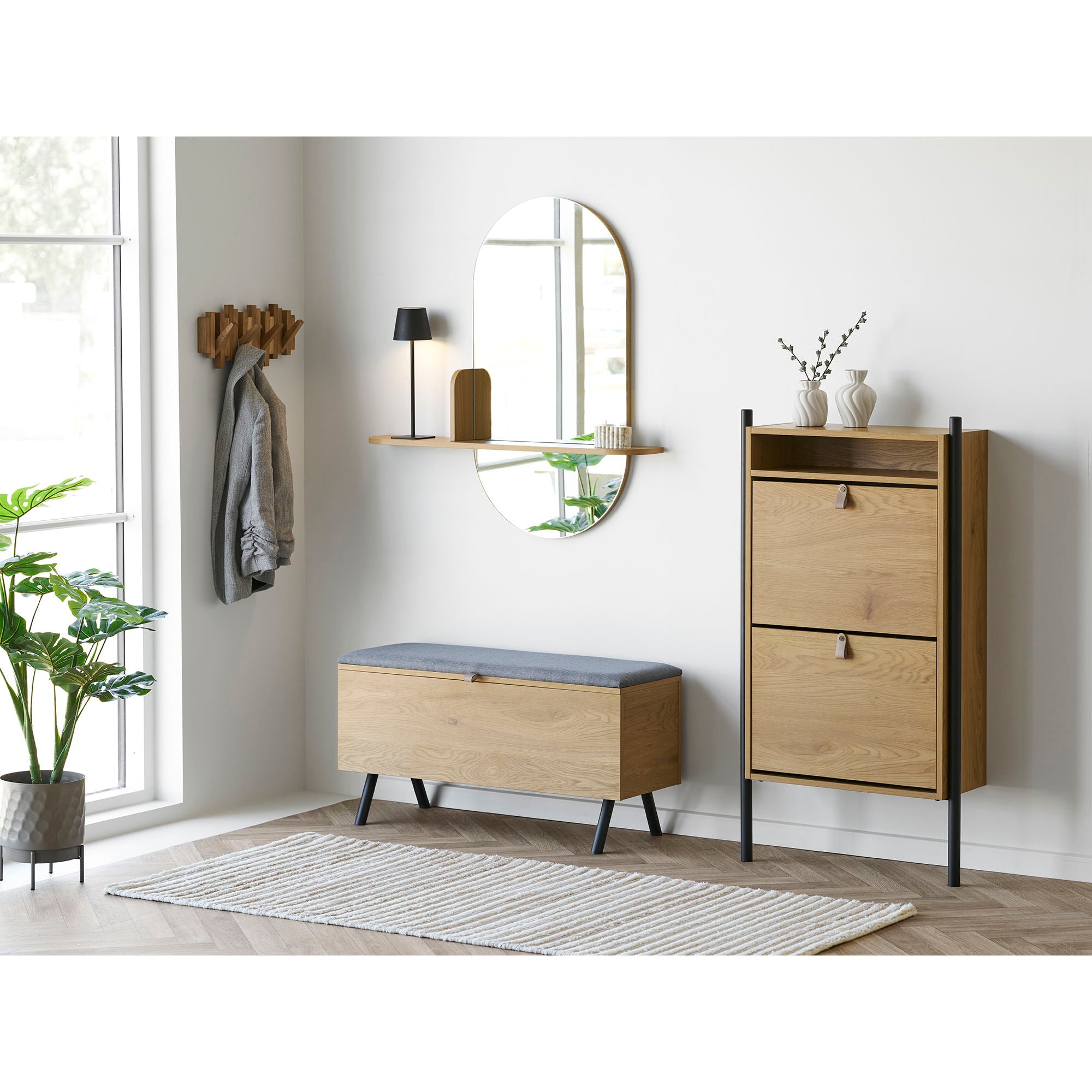 BARCO -Bank mit Speicher - Bank mit Speicher, Eiche Look 92x33x48 cm