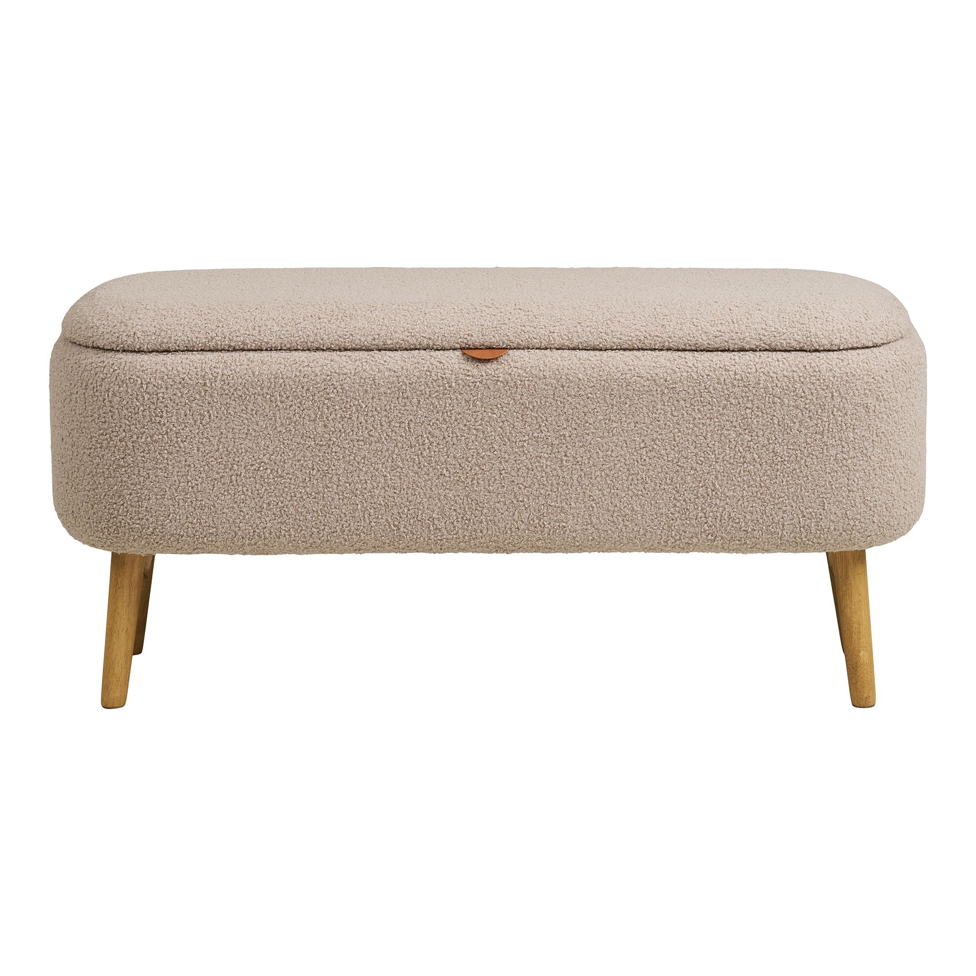 Harlow Bench - Bank mit Lagerung, Bouclé, Beige 95x37x45 cm, HN1063