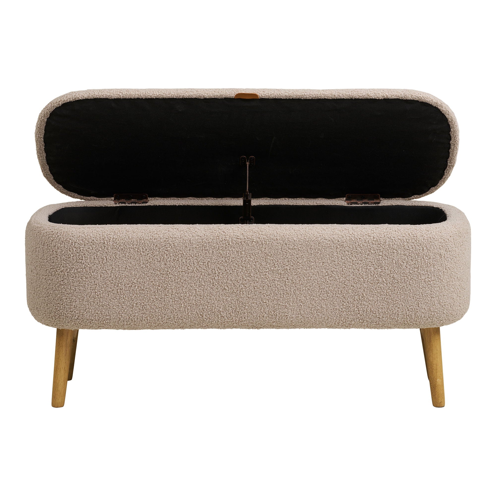 Harlow Bench - Bank mit Lagerung, Bouclé, Beige 95x37x45 cm, HN1063