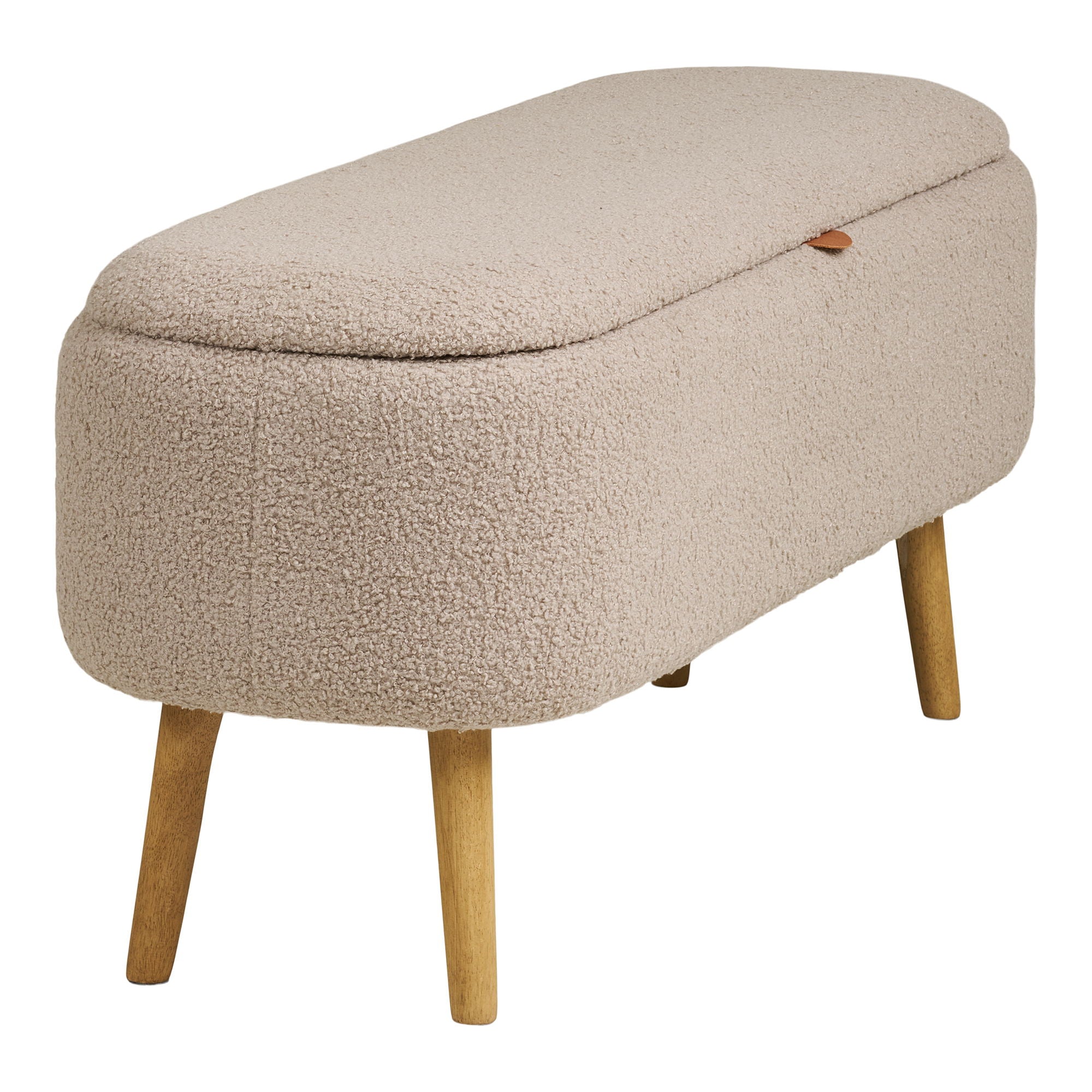 Harlow Bench - Bank mit Lagerung, Bouclé, Beige 95x37x45 cm, HN1063