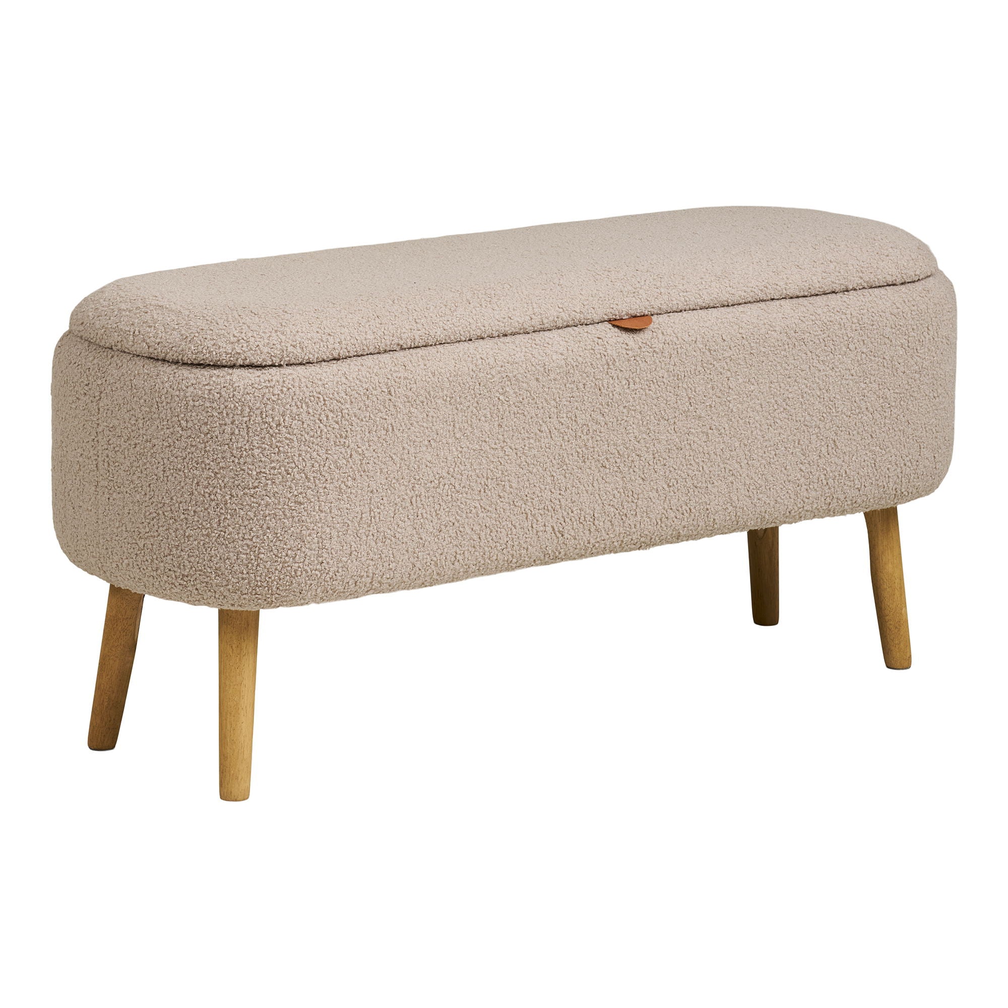 Harlow Bench - Bank mit Lagerung, Bouclé, Beige 95x37x45 cm, HN1063