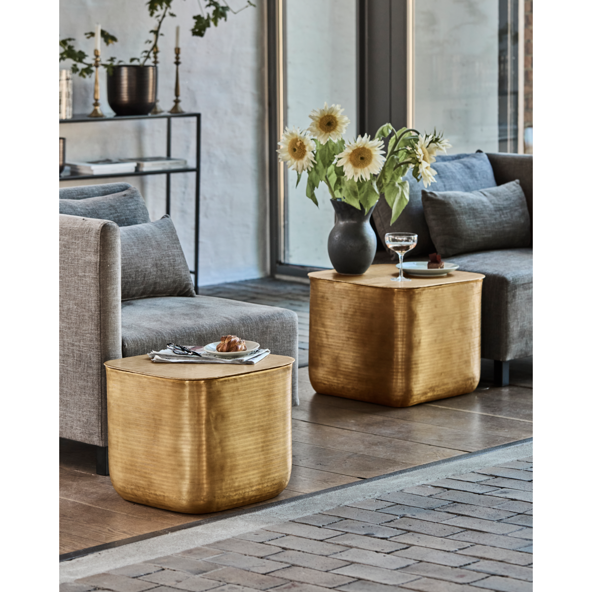 Couchtisch, HDcajas mit Lagerung, golden