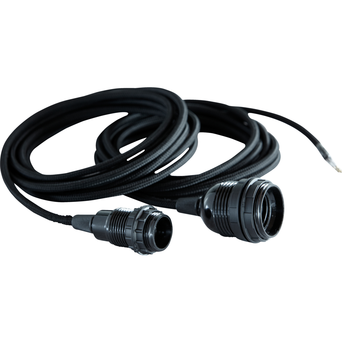 Stoffkabel mit Steckdose und zwei Umlaufbahnringen, E14, schwarz