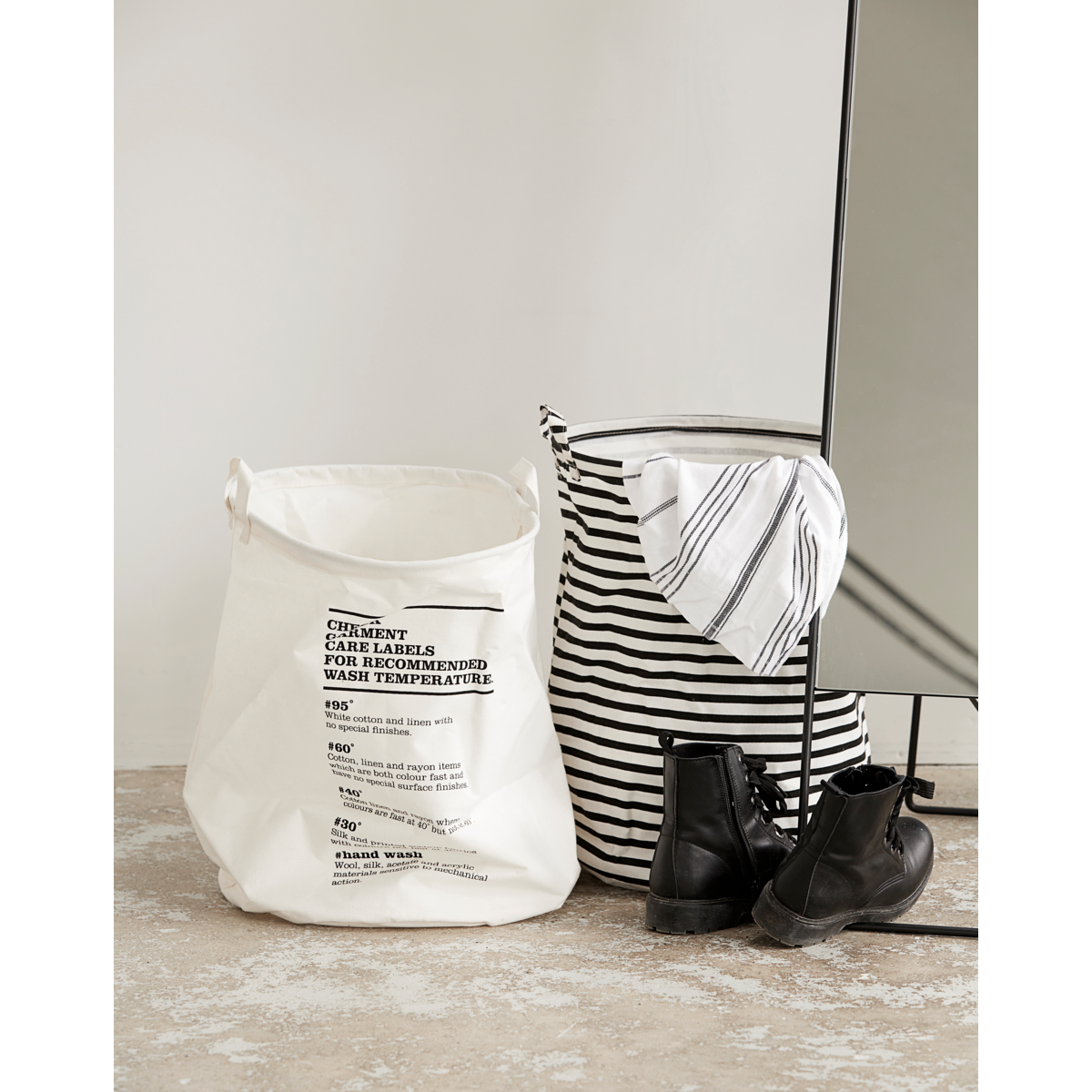 Waschbeutel, hdstripes, schwarz H: 50 cm, Dia: 40 cm