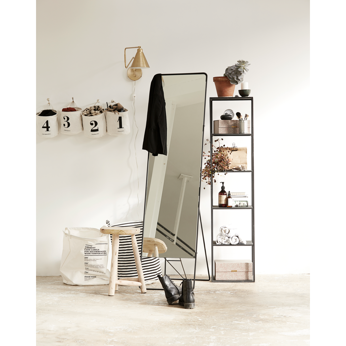 Waschbeutel, hdstripes, schwarz H: 50 cm, Dia: 40 cm