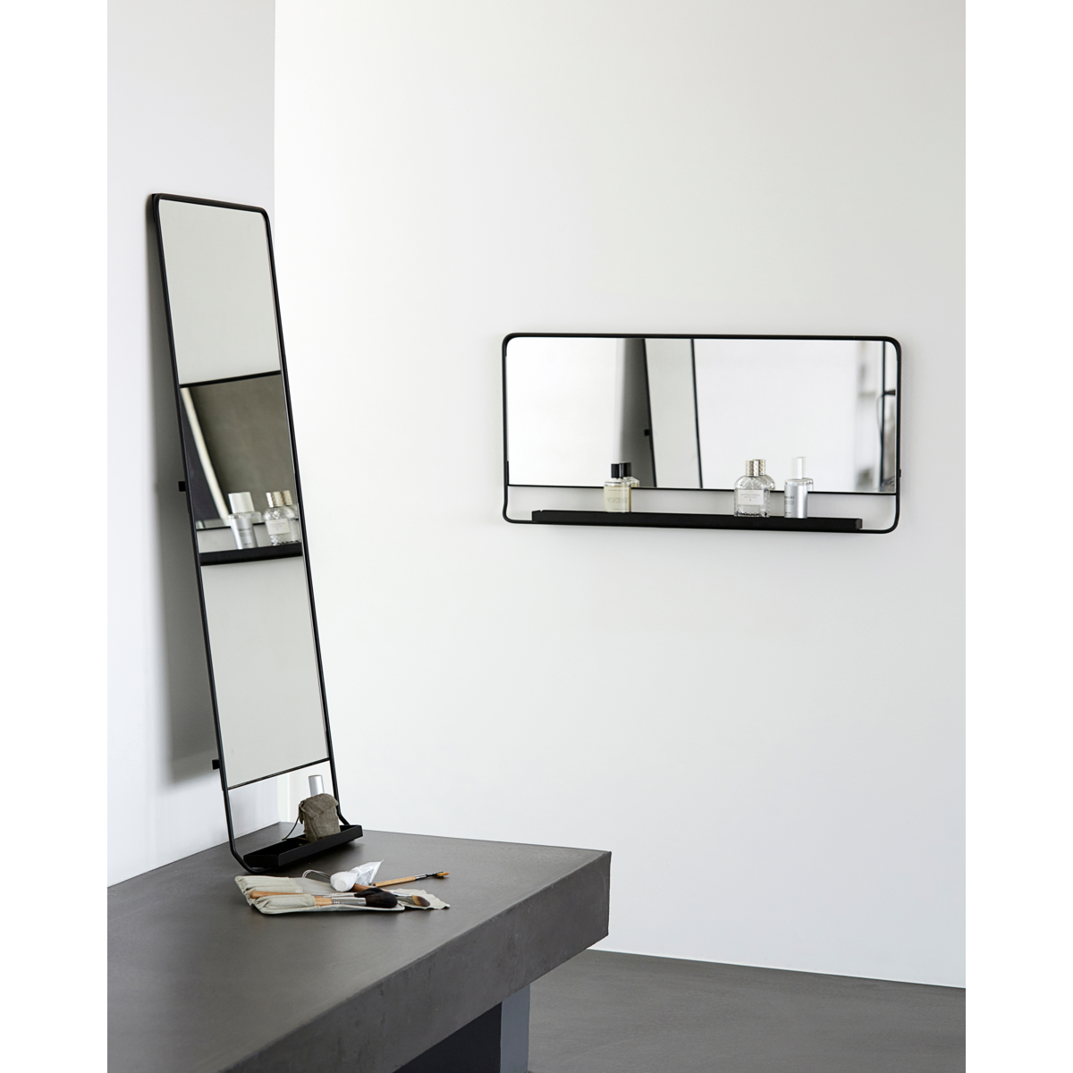 Spiegel mit Ablage, HDChic, Schwarz