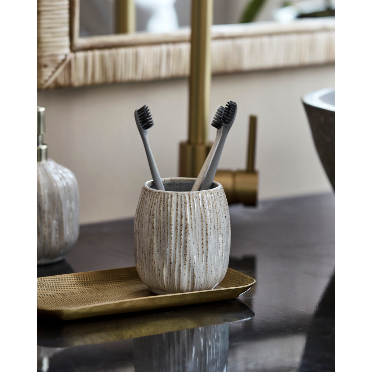 Zahnbürstenhalter, Hddeco, rohes Weiß