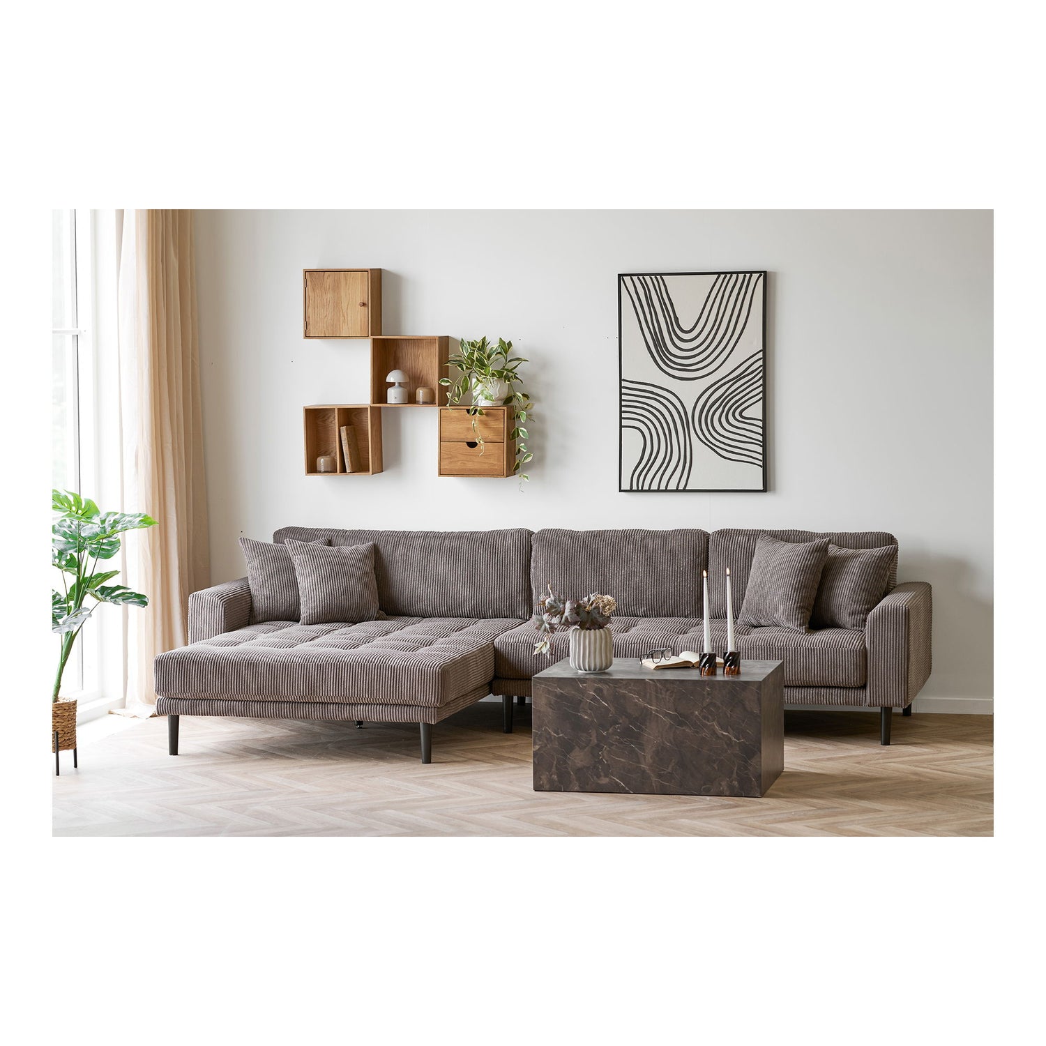 Prager Couchtisch - Couchtisch, Marmor -Look, braun 60x80x40 cm
