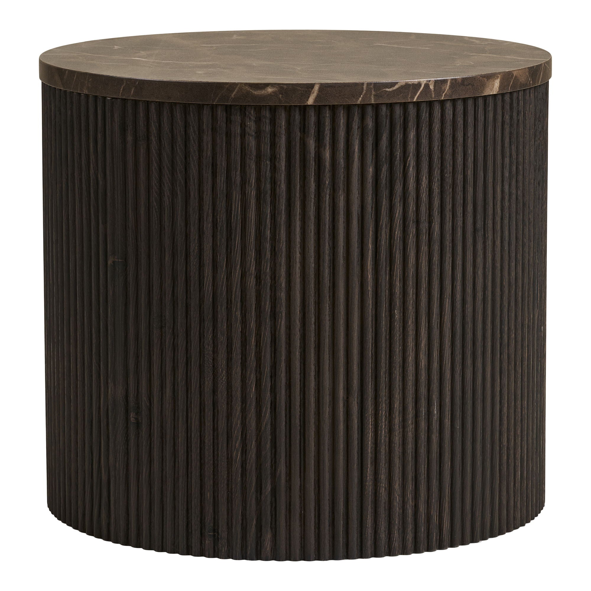 Rota -Ecktisch - Ecktisch, Marmor -Look, dunkelbraun Ø45x40 cm
