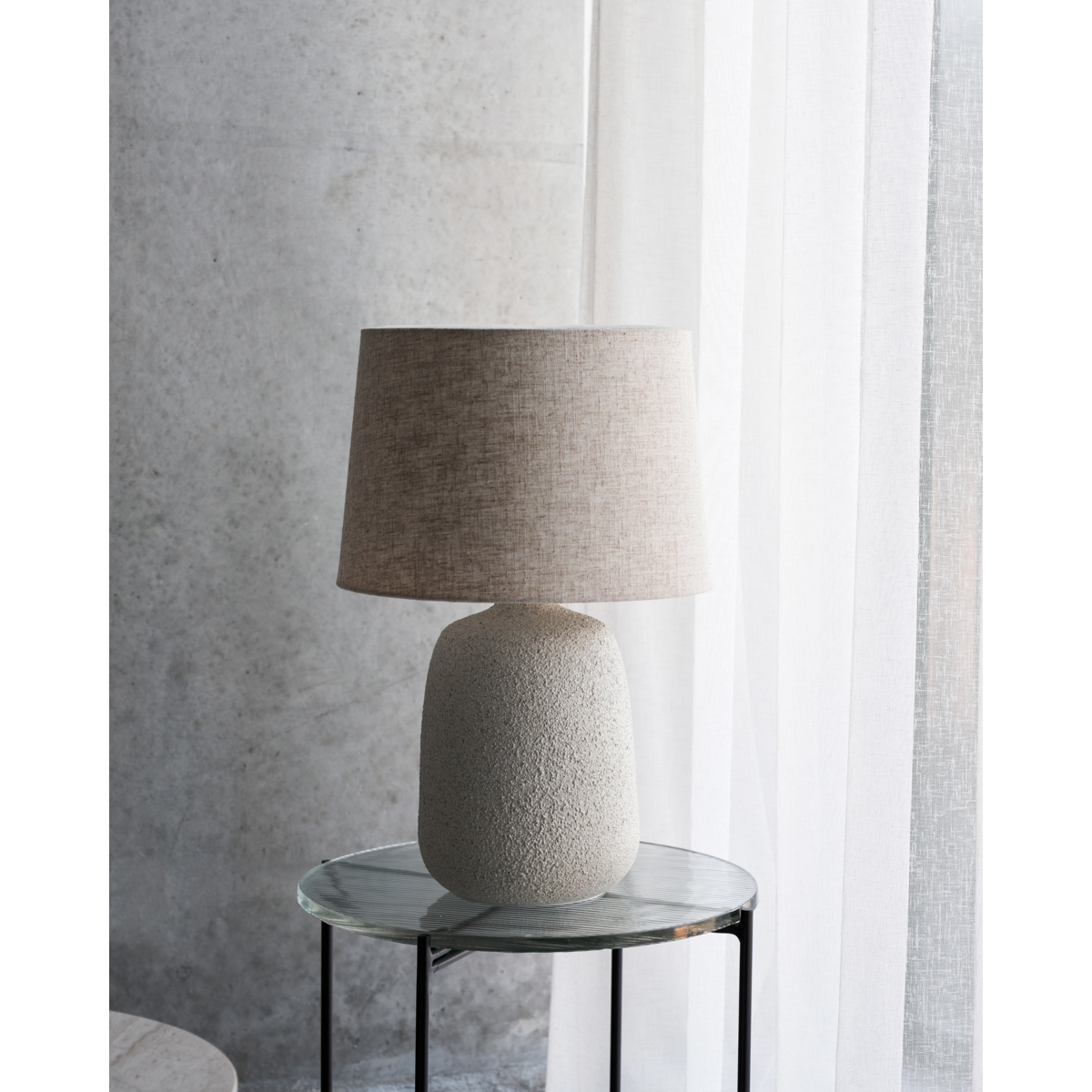 Tischlampe inkl. Lampenschirm, Hdtana, rohes Weiß