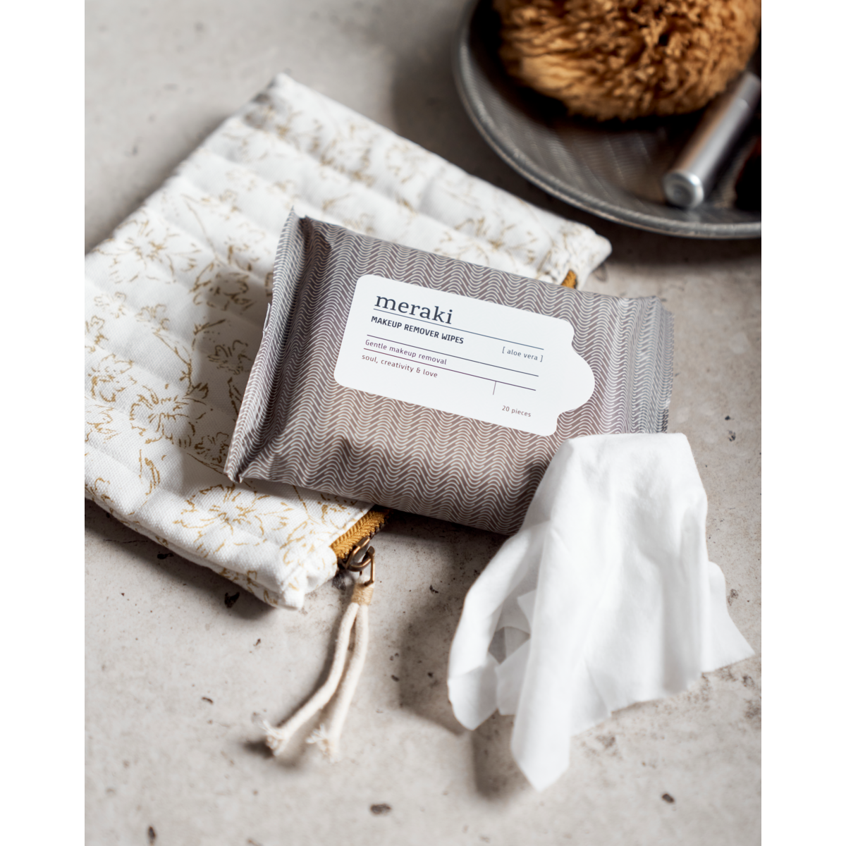 Make -up -Entfernertücher, Aloe Vera, heißes Grau; Weiß