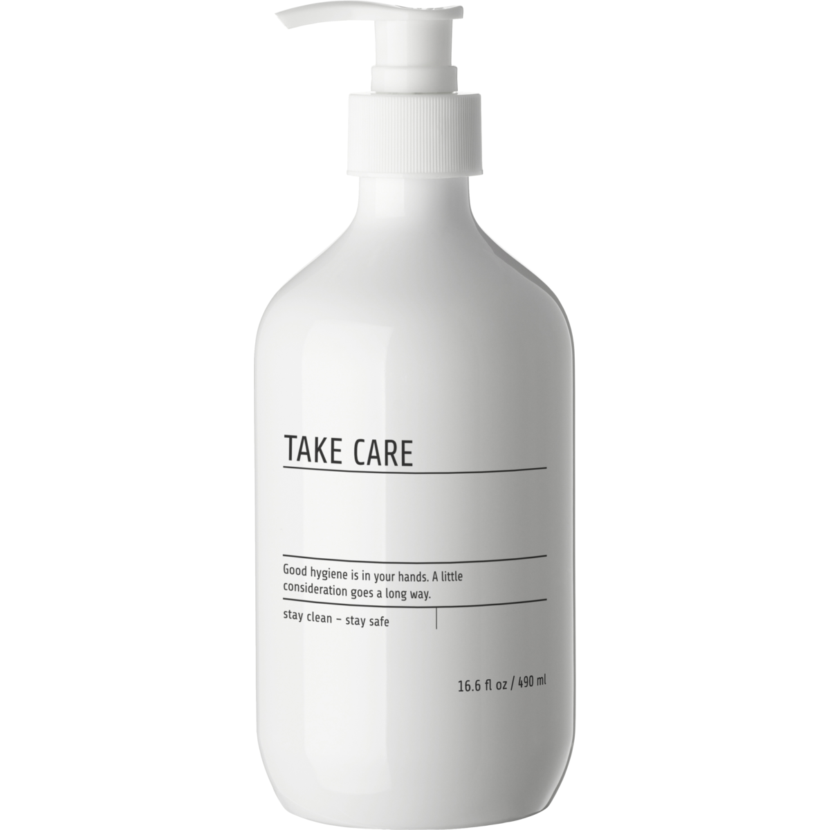 Flasche, Mkwith Pumpe & Etikett, weiß