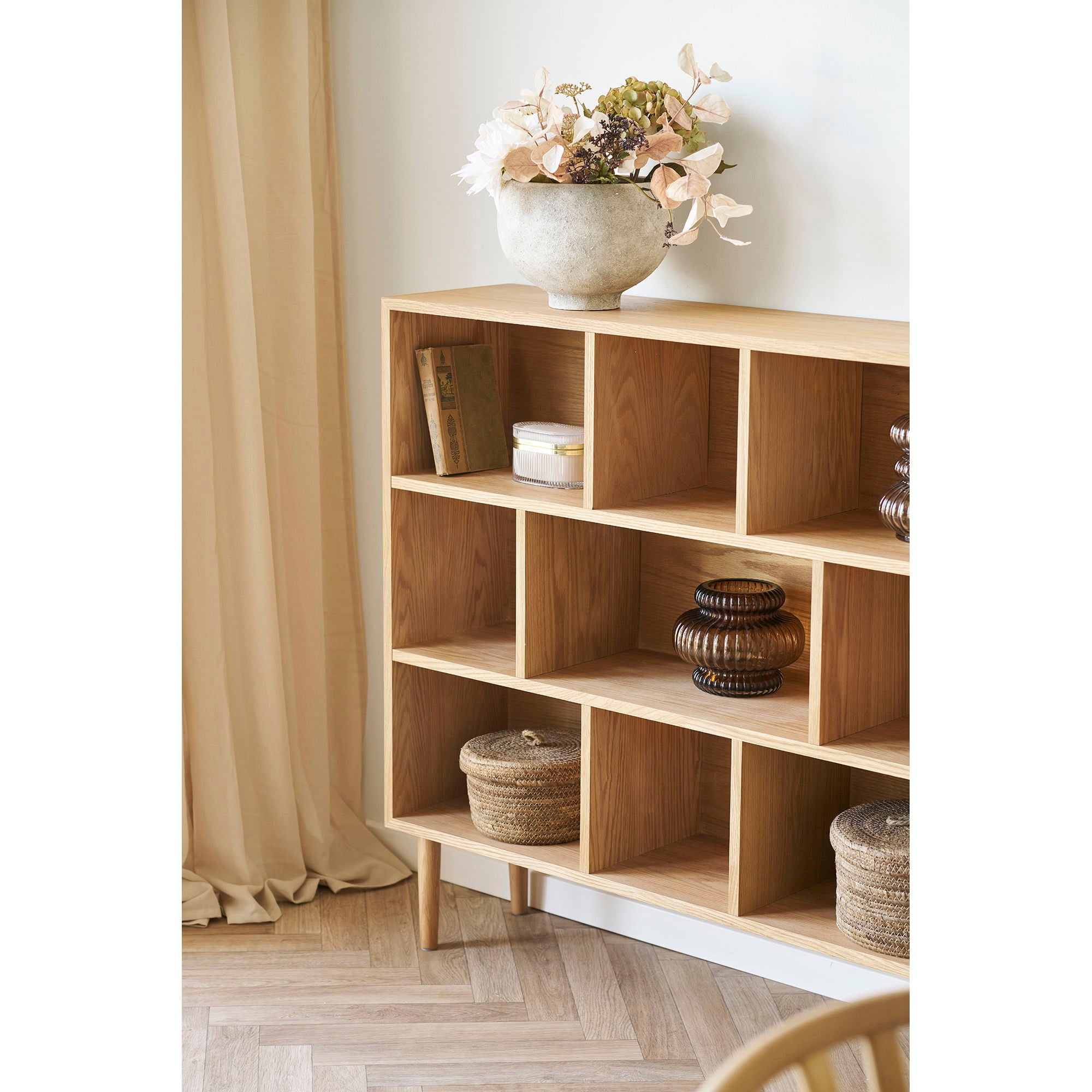 Oshawa -Buchregal - Buchregal, Eiche/Eichenfurnier, Natur 30x112x104.5 cm