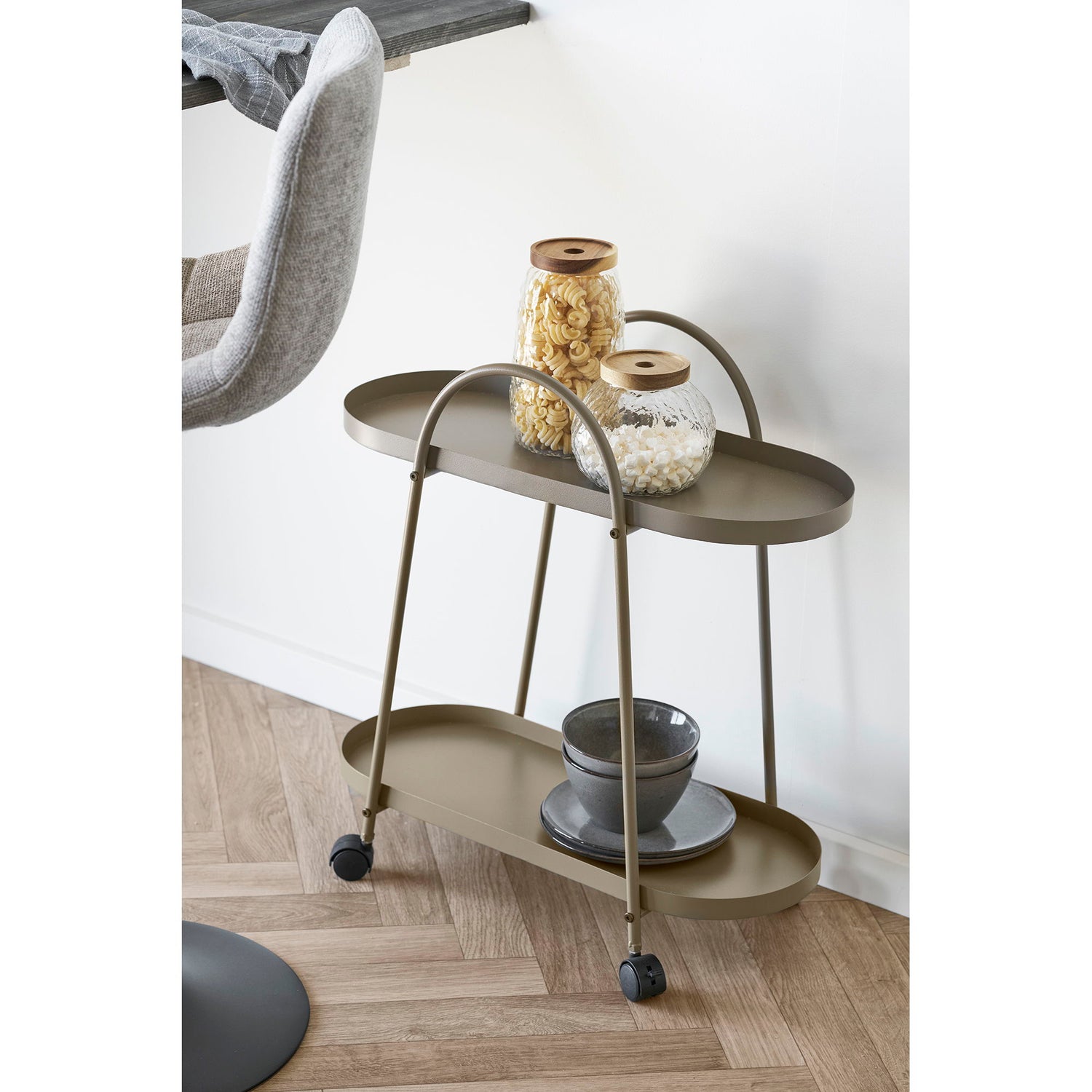 Empoli Bar Trolley - Bar Trolley, 2 Regale, Stahl, Brown 27,5 x 60 x 64 cm