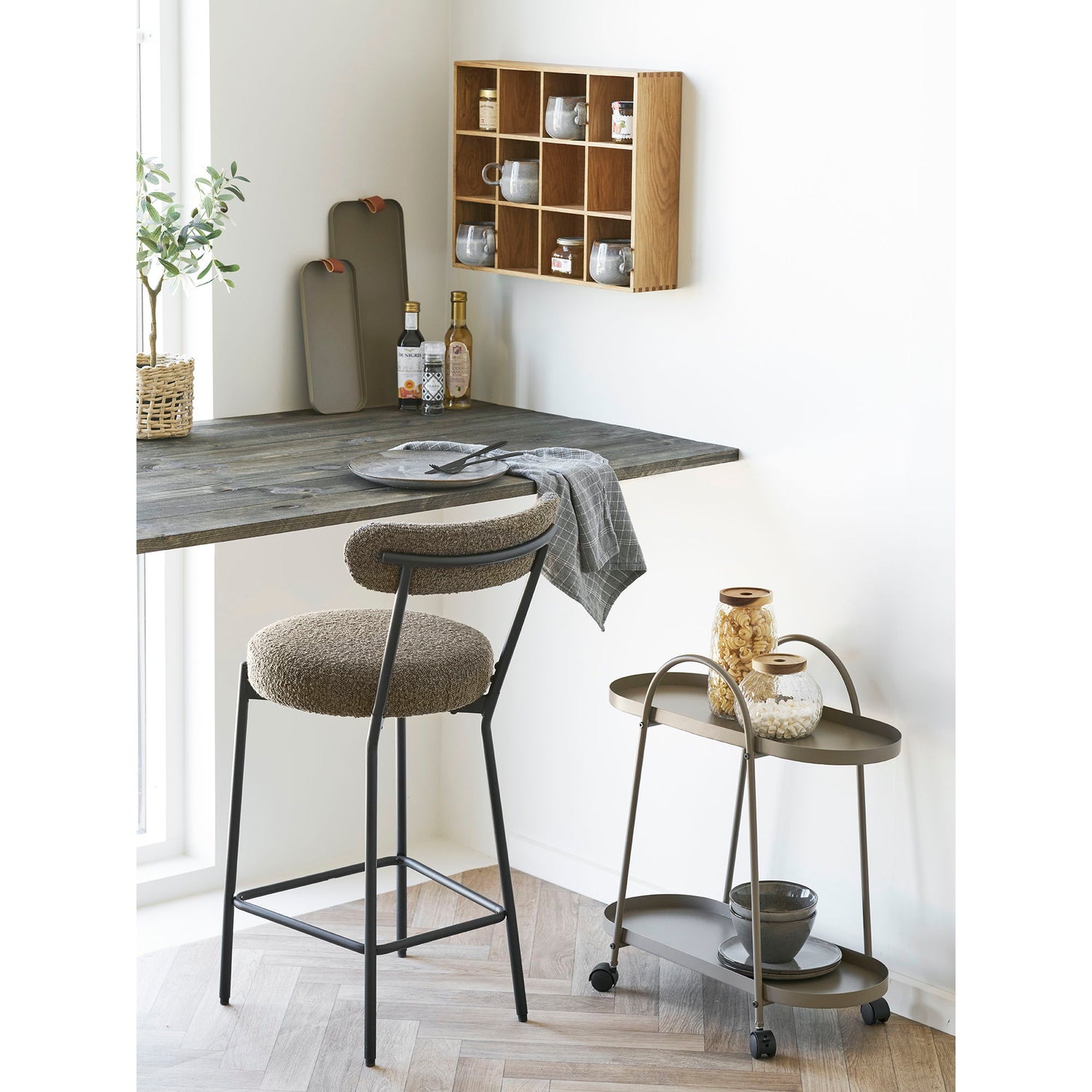 Empoli Bar Trolley - Bar Trolley, 2 Regale, Stahl, Brown 27,5 x 60 x 64 cm