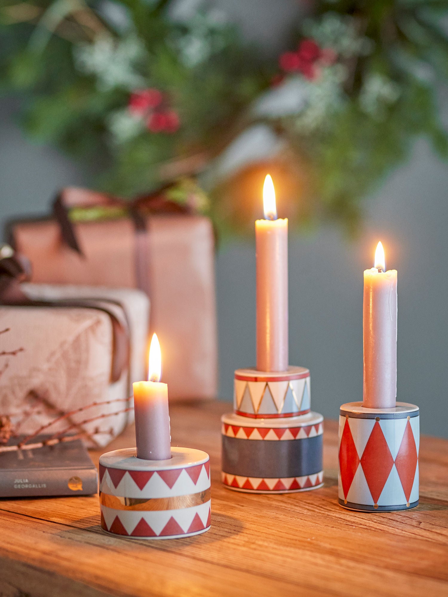 Bloomingville Bitja Candlestick, Blau, Steinzeug