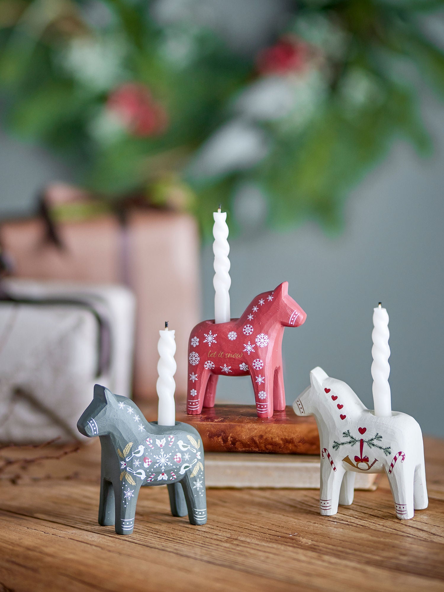Bloomingville Siffer Candlestick, Rot, Polyresin