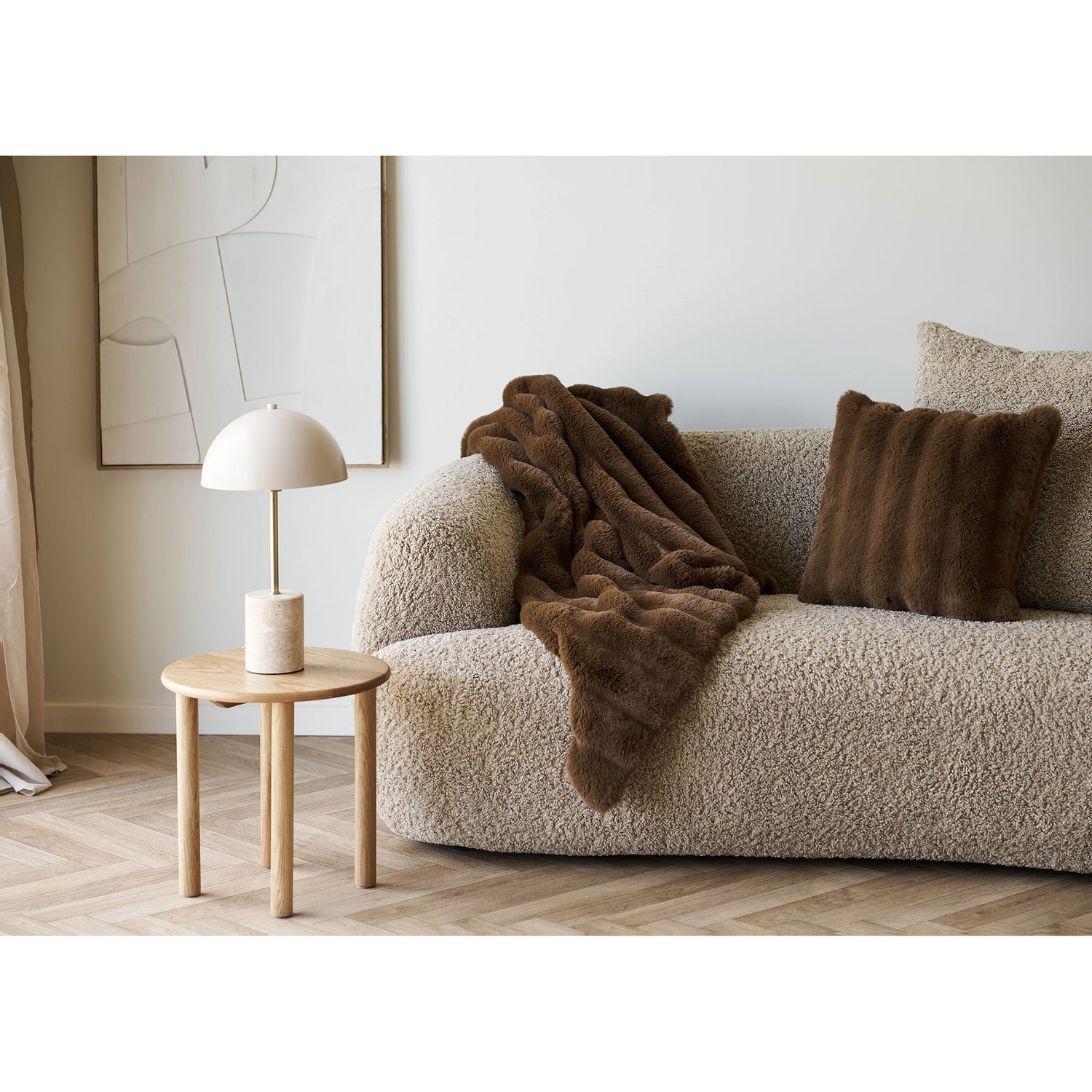 Galena Kissen - Kissen, Nachahmung Fell, braun 45 x 45 cm