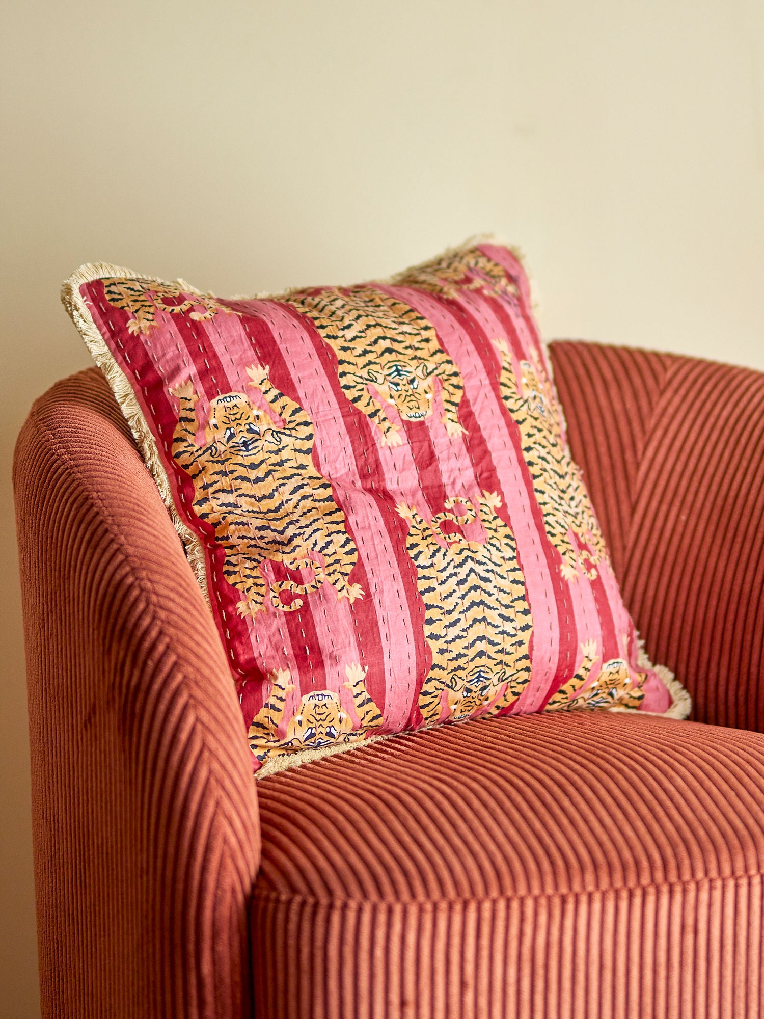 Bloomingville Poirino Kissen, Pink, Baumwolle