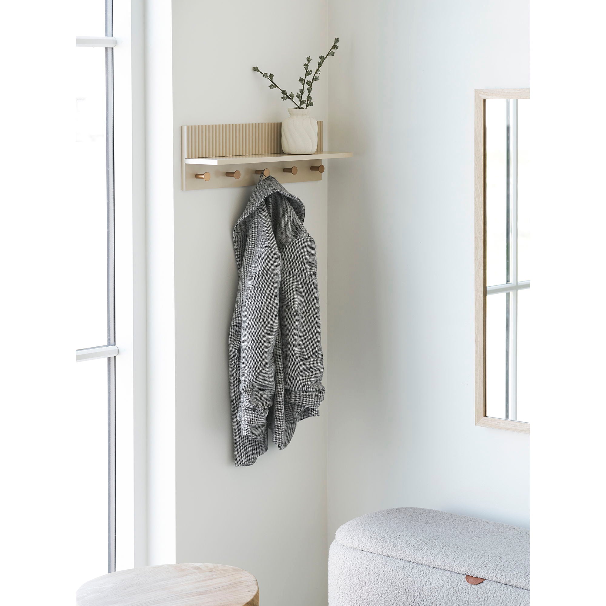 ROCCA -Wandregal mit Haken - Wandregal mit Haken, Beige 50x12x16 cm