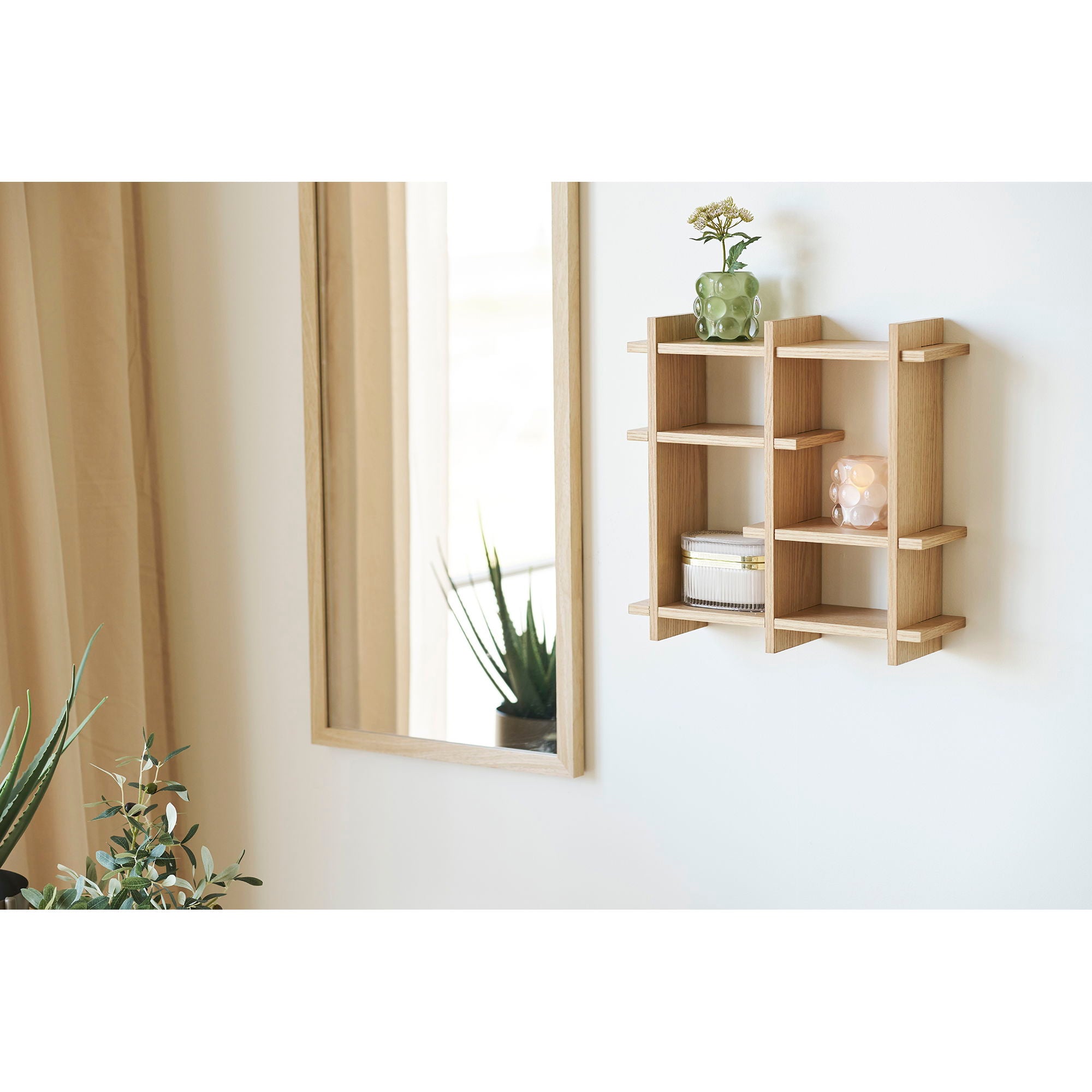 Olsberg Wandregal - Wandschelf, Eichenfurnier, Natur 40x12x40 cm