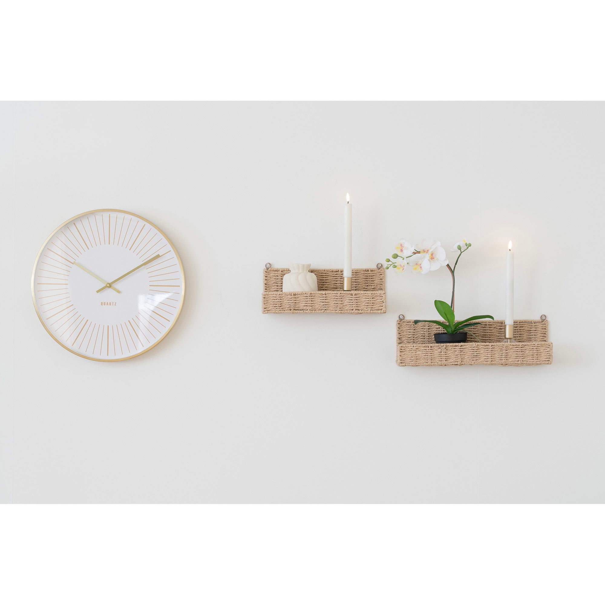Wanduhr, Aluminium, Gold, still<br>Ø40 cm