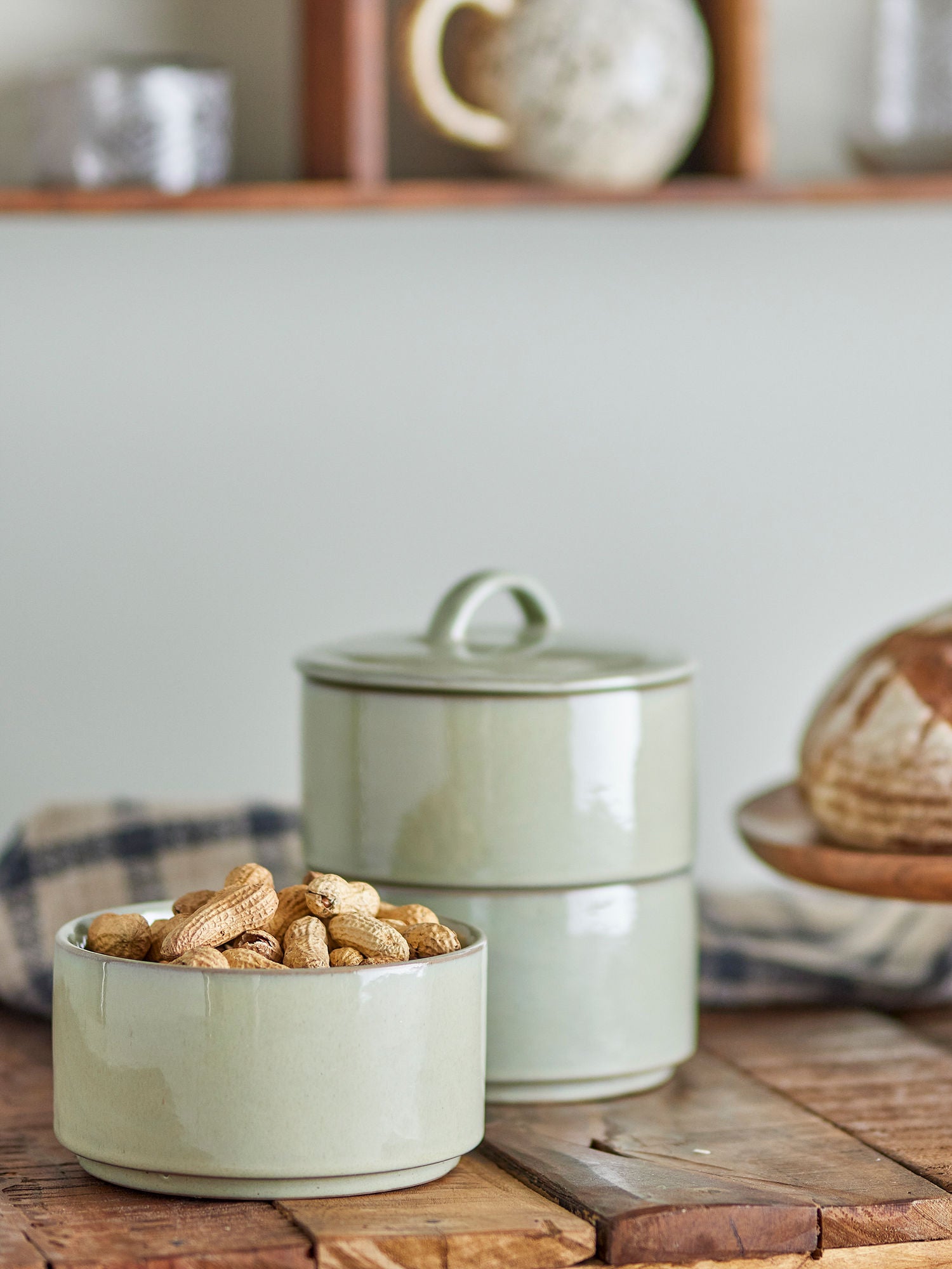 Kreative Kollektion Ebba Pot mit Deckel, Grün, Steinzeug