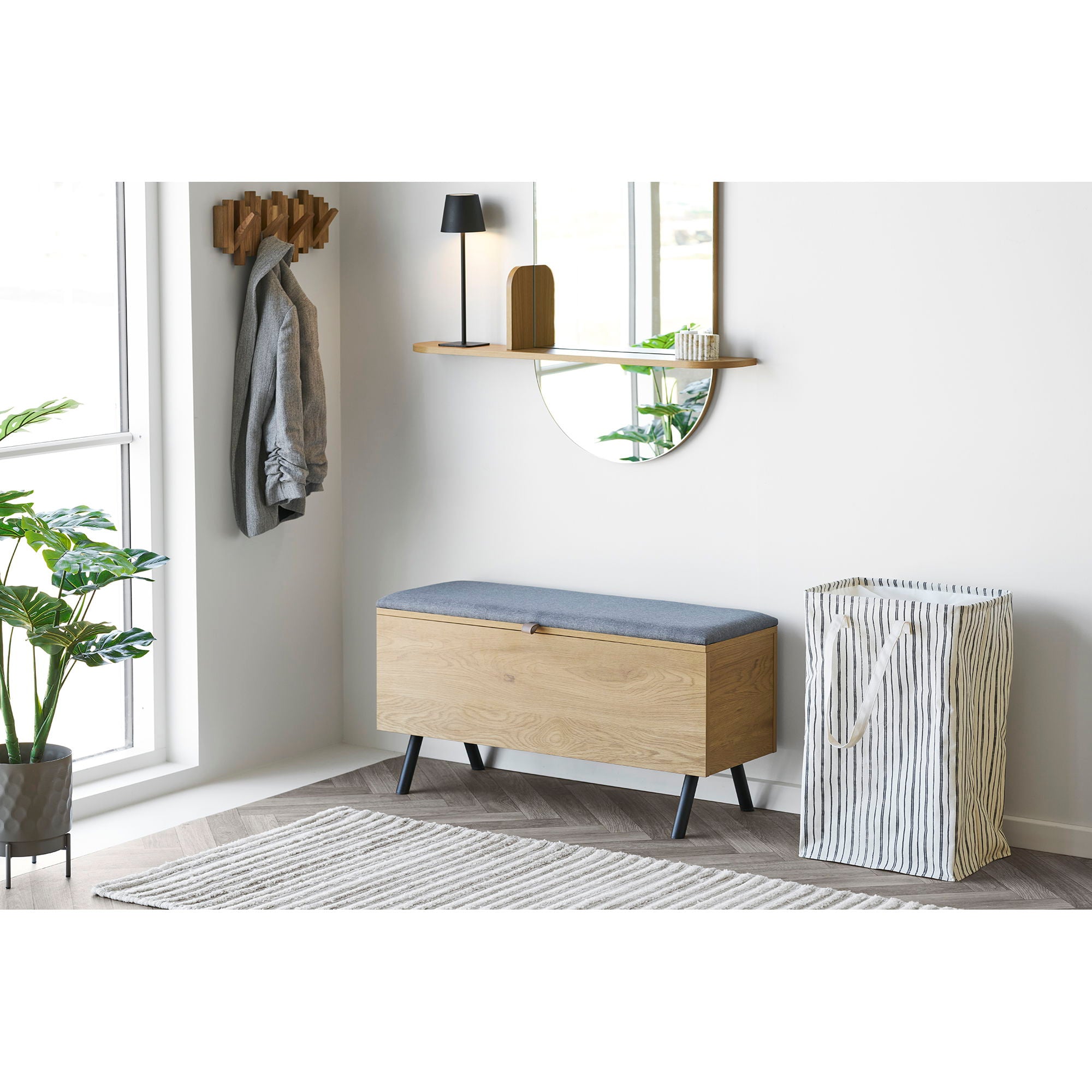 Argos Wäschereikorb - Waschkorb, Stoff, beige/schwarz 38x28x58 cm