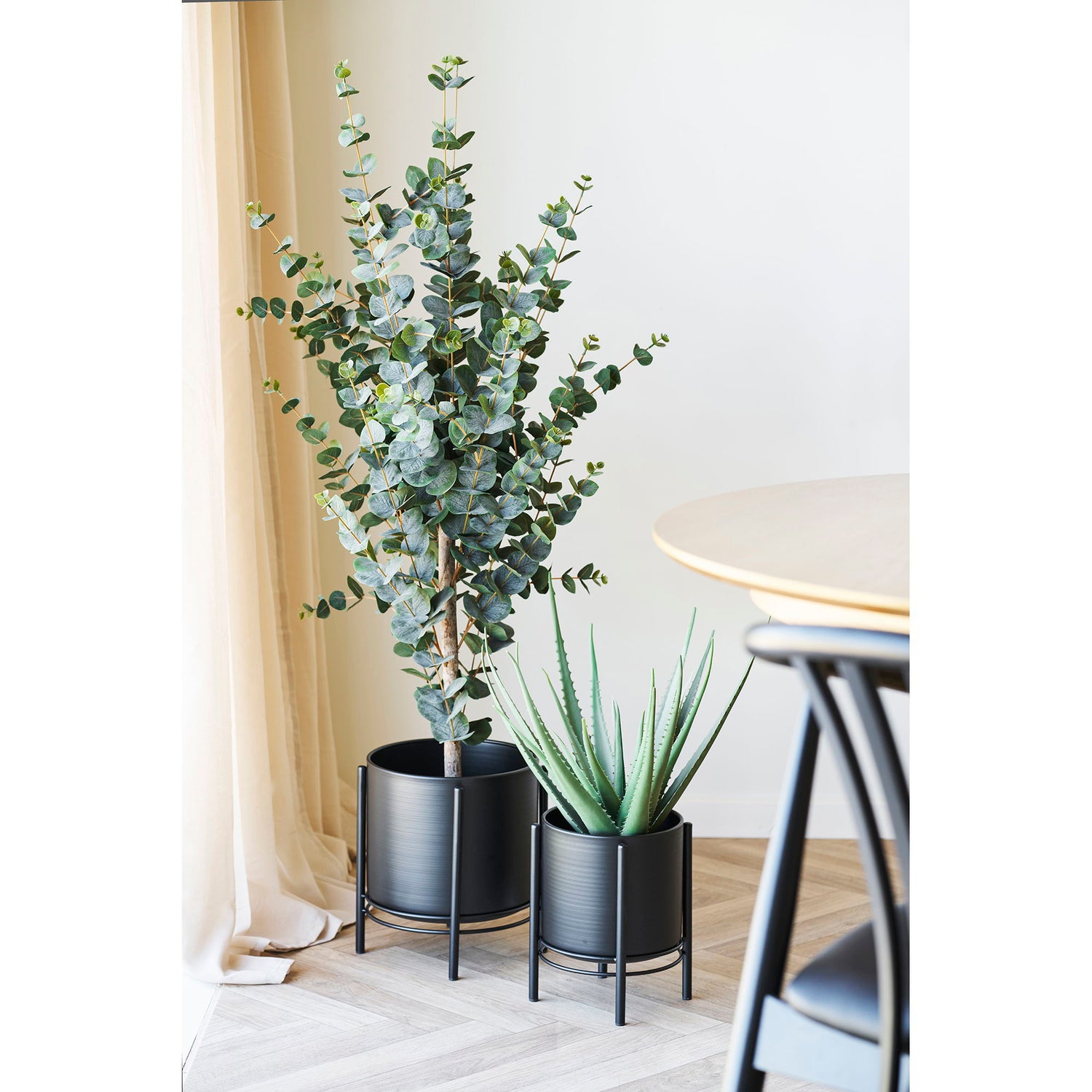 Kräutertopf - Kräutertopf, Stahl, schwarzer Set von 2