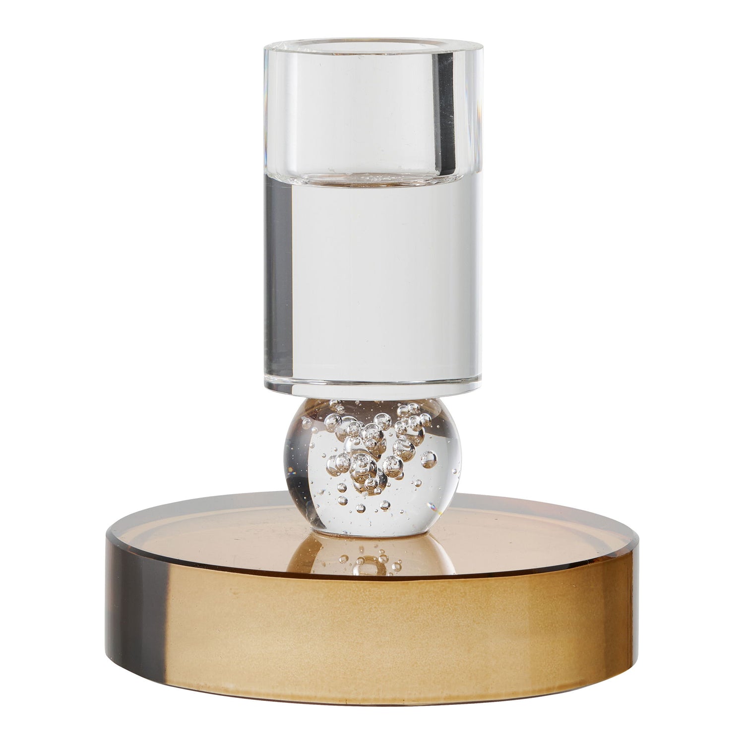 Candlestick - Candlestick, Glas, Braun/Weiß Ø8.5x10 cm