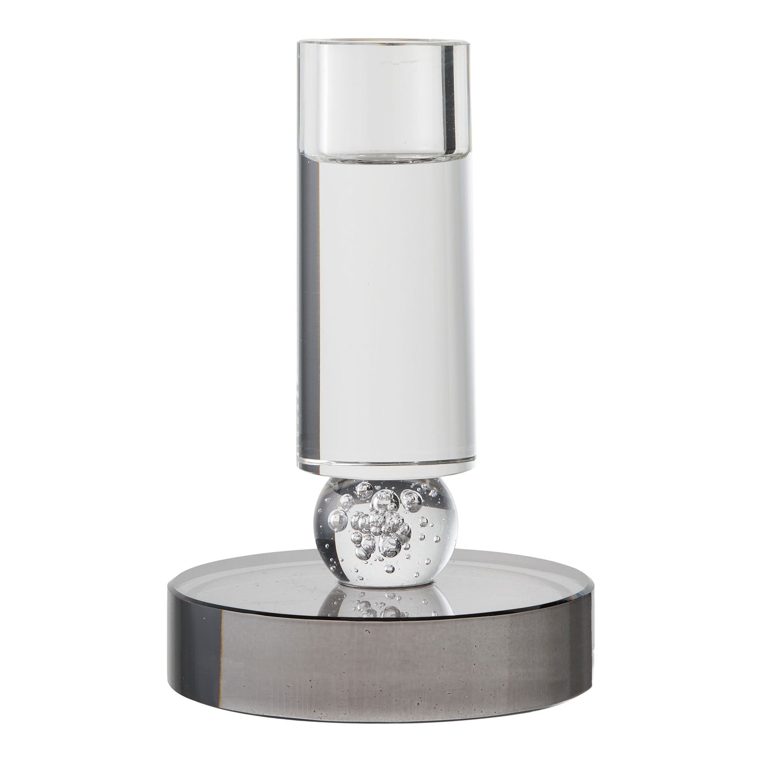 Candlestick - Candlestick, Glas, Grau/Weiß Ø9x13 cm